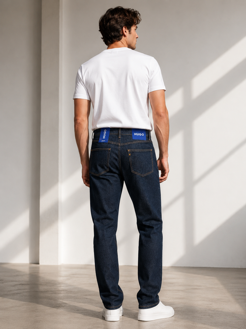 Blugi HUGO BLUE Jonah bărbați Straight Fit Dark Blue