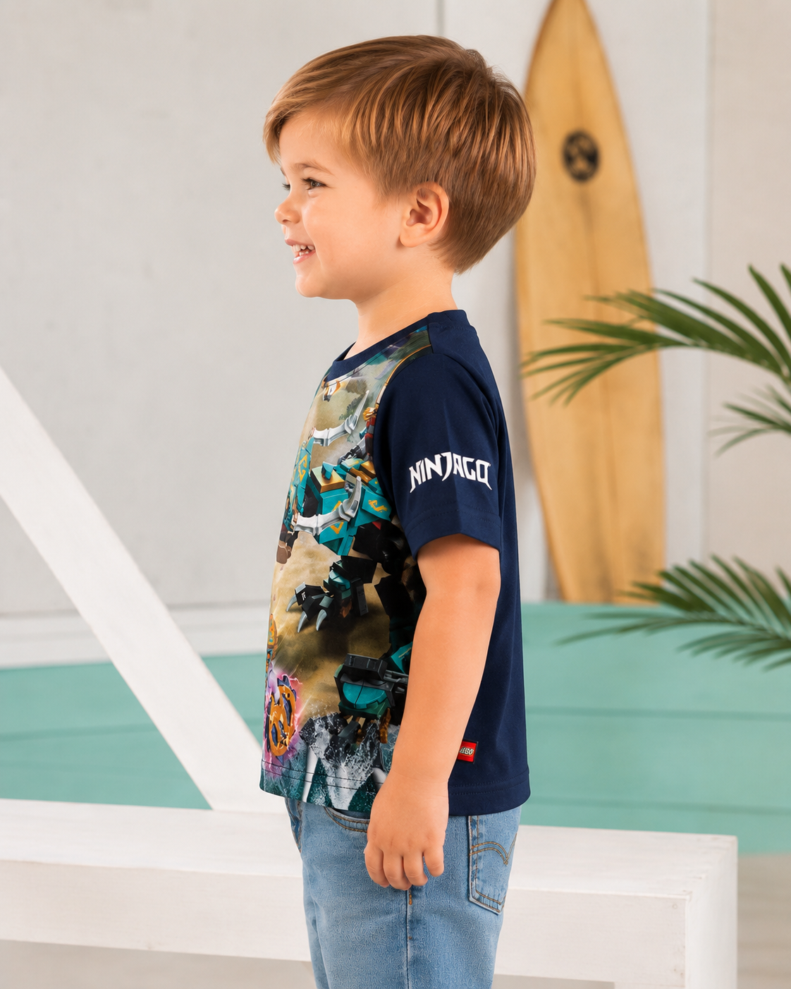 Tricou LEGO NINJAGO pentru copii – imprimeu frontal – bleumarin