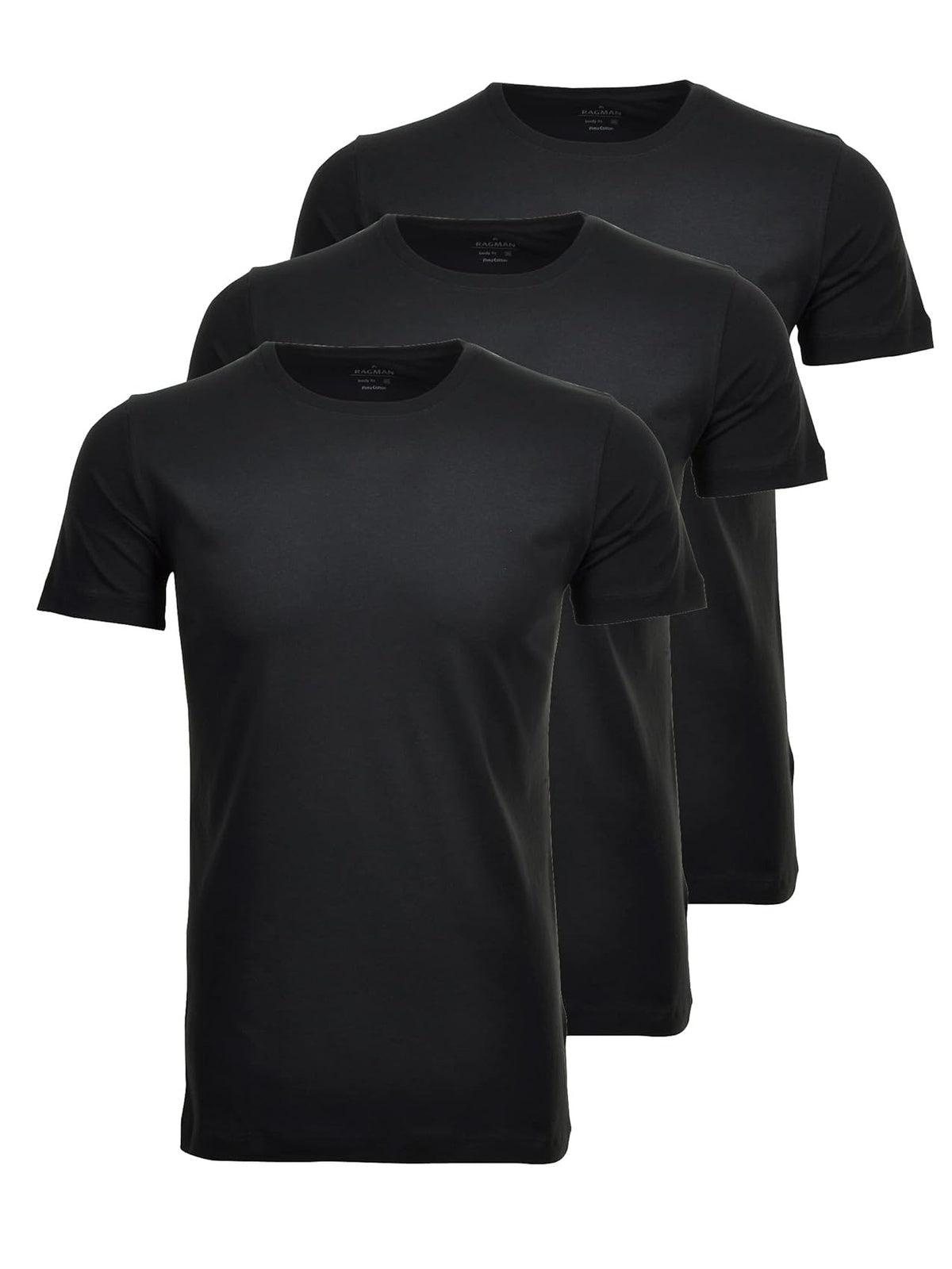 RAGMAN Doppelpack Tricou Se bucati Bodyfit negru cu guler rotund