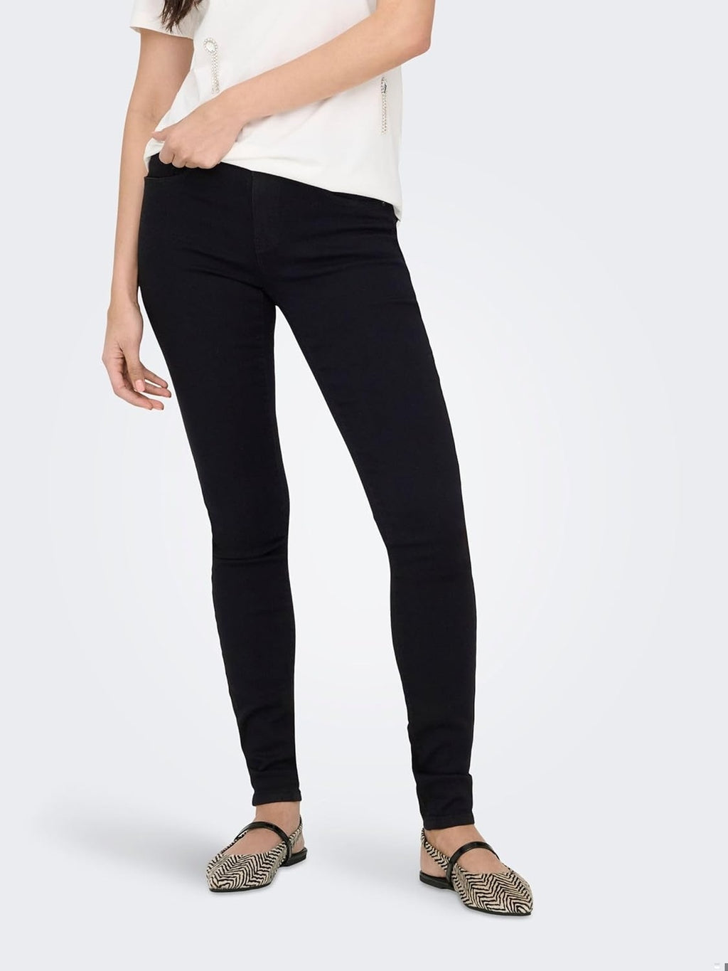 ONLY Blugi skinny fit MID PUSH UP negru femei