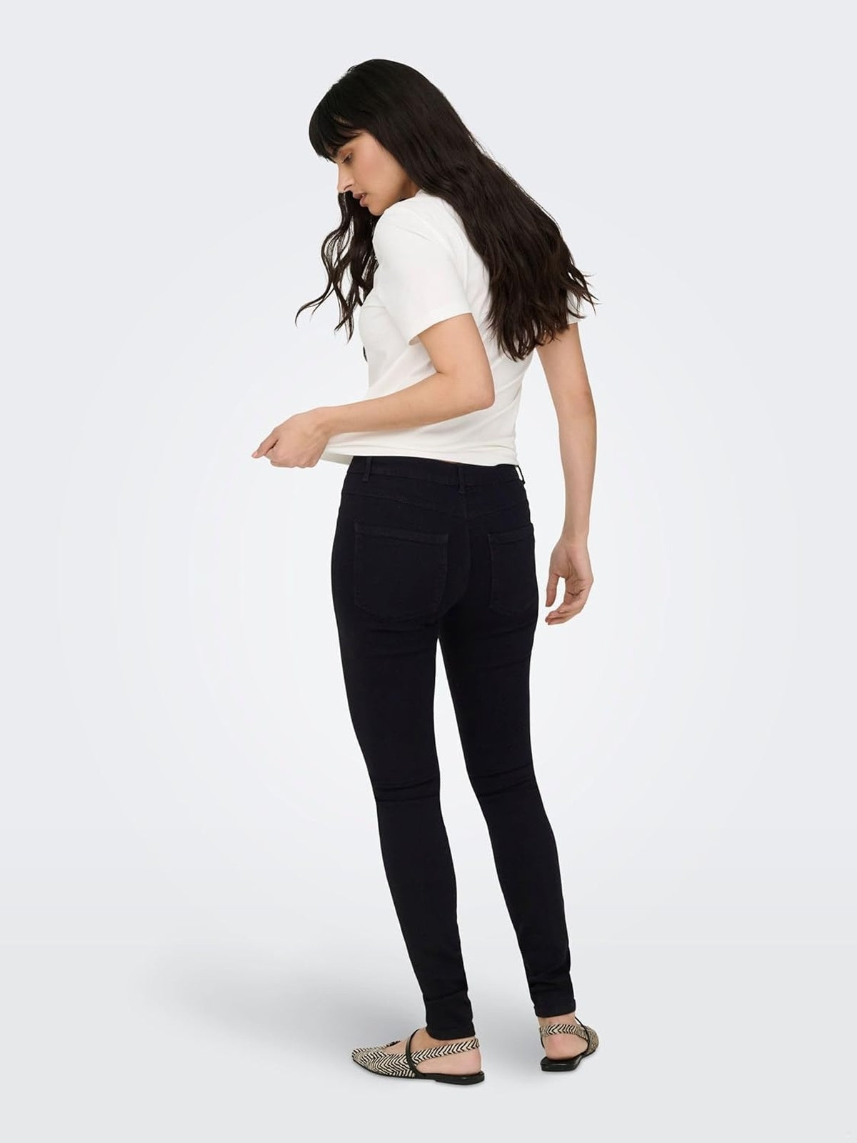 ONLY Blugi skinny fit MID PUSH UP negru femei