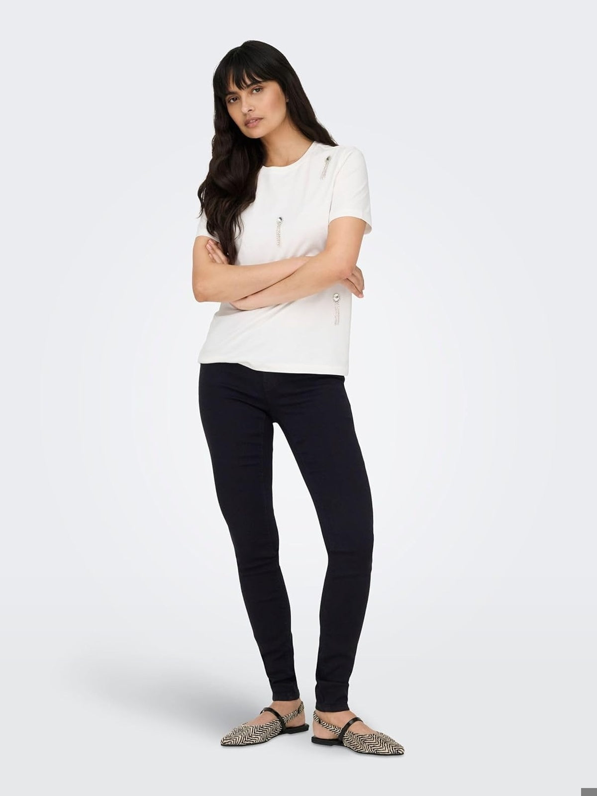 ONLY Blugi skinny fit MID PUSH UP negru femei