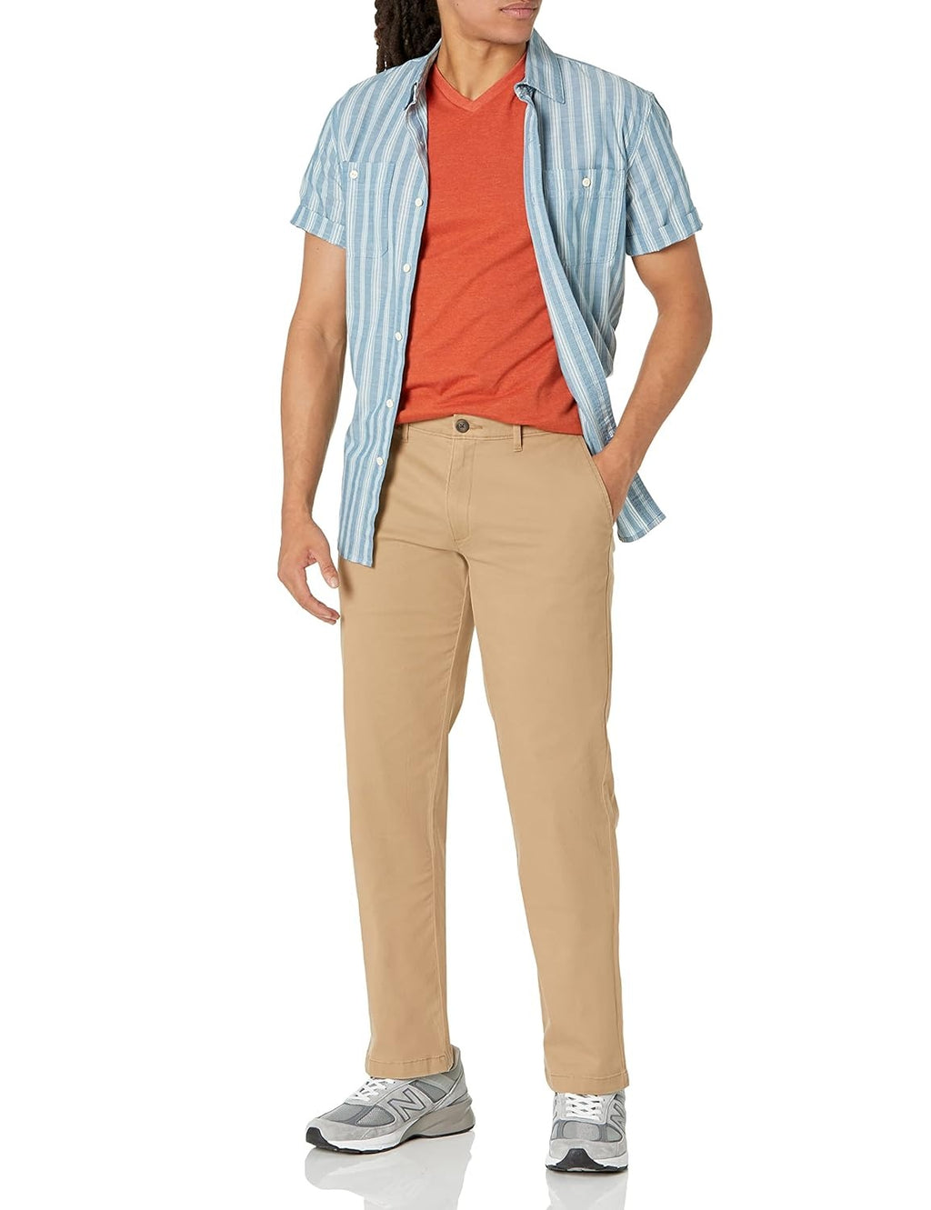 AMAZON ESSENTIALS Pantaloni chino elastici croiala dreapta barbati