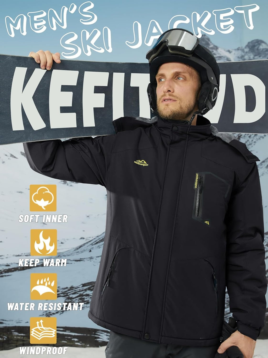 KEFITEVD Jacheta softshell de iarna barbati