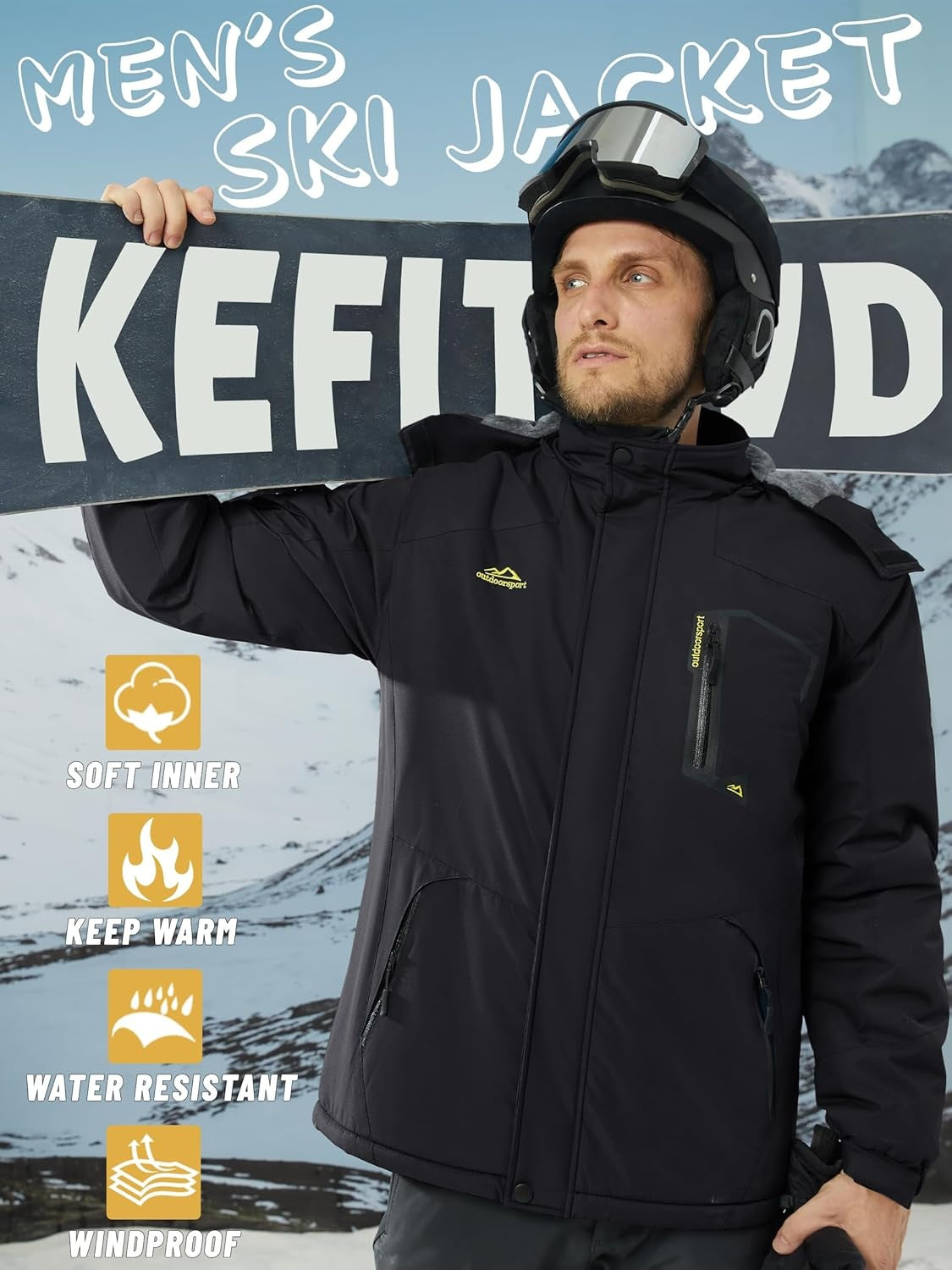 KEFITEVD Jacheta softshell de iarna barbati