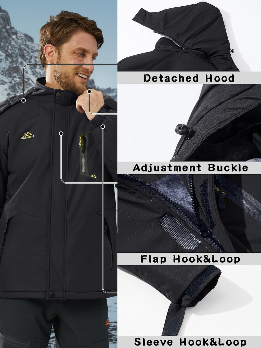 KEFITEVD Jacheta softshell de iarna barbati