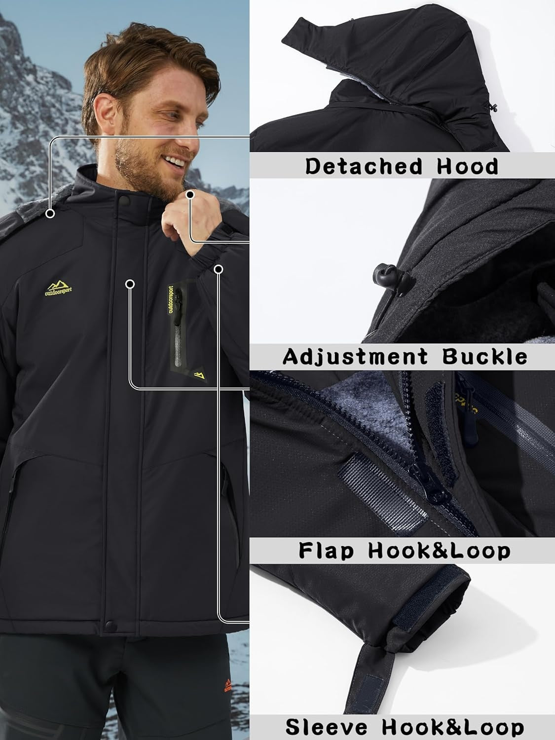 KEFITEVD Jacheta softshell de iarna barbati