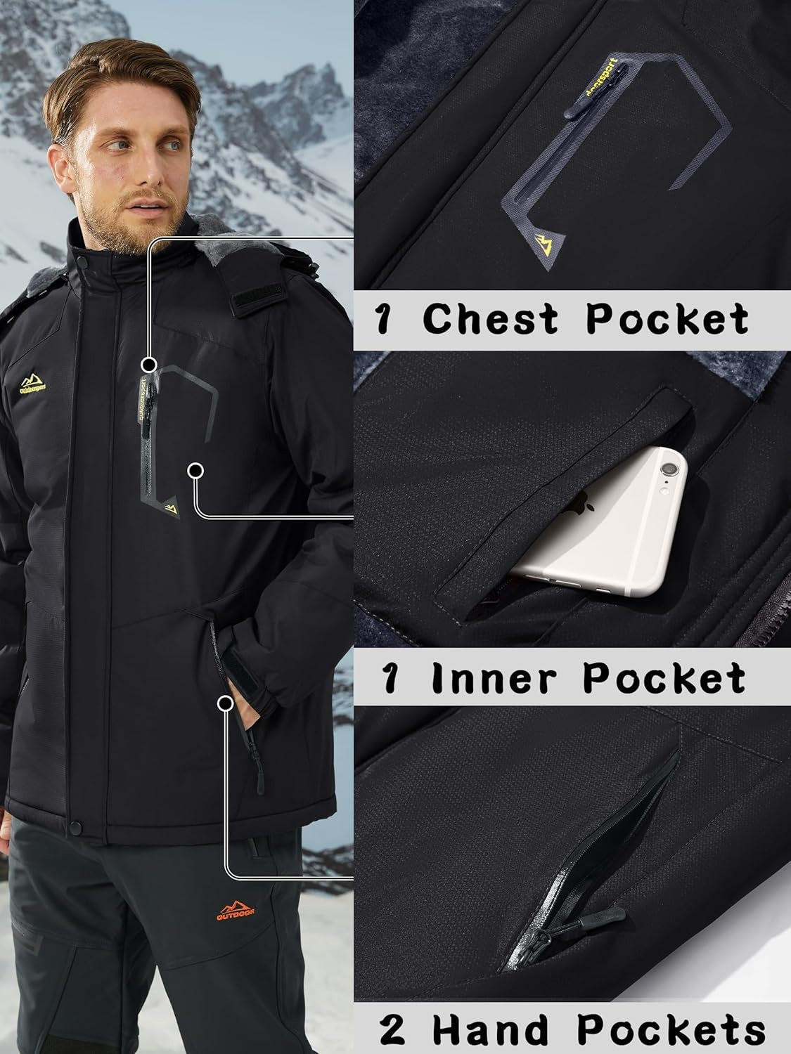 KEFITEVD Jacheta softshell de iarna barbati