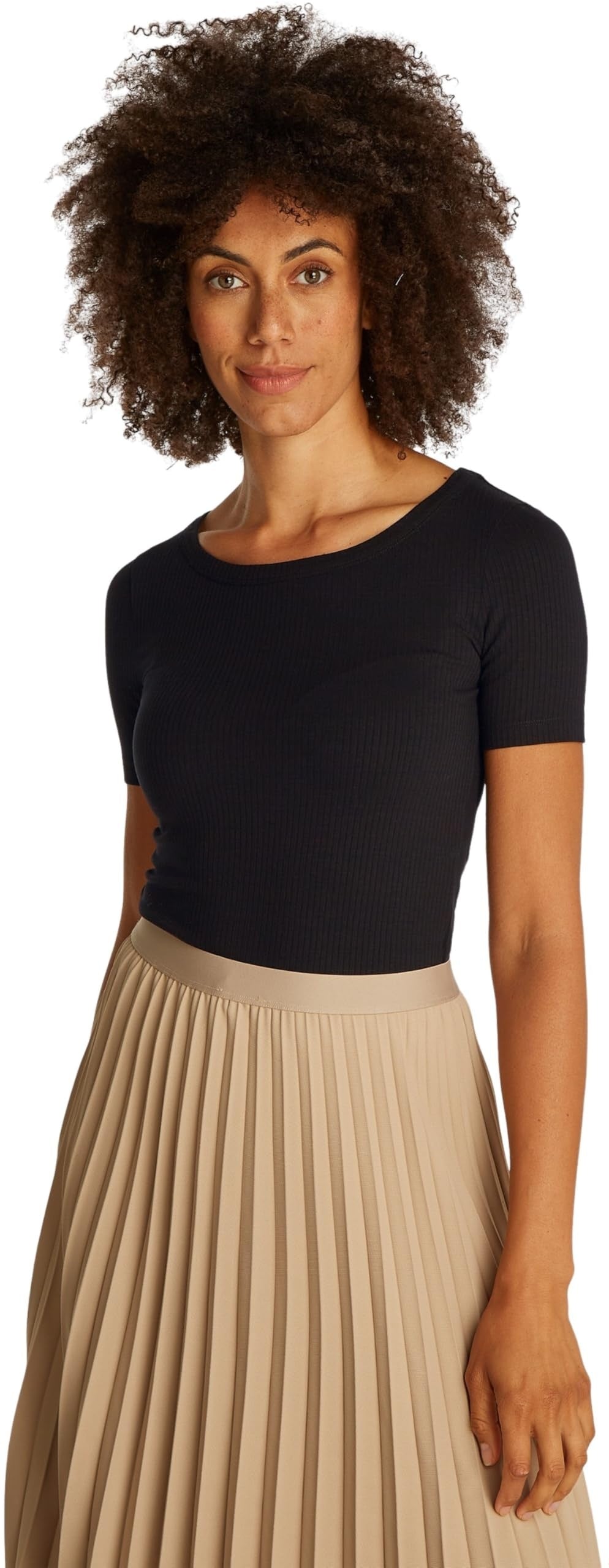 TOMMY HILFIGER Tricou Rib Slim Fit maneca scurta femei