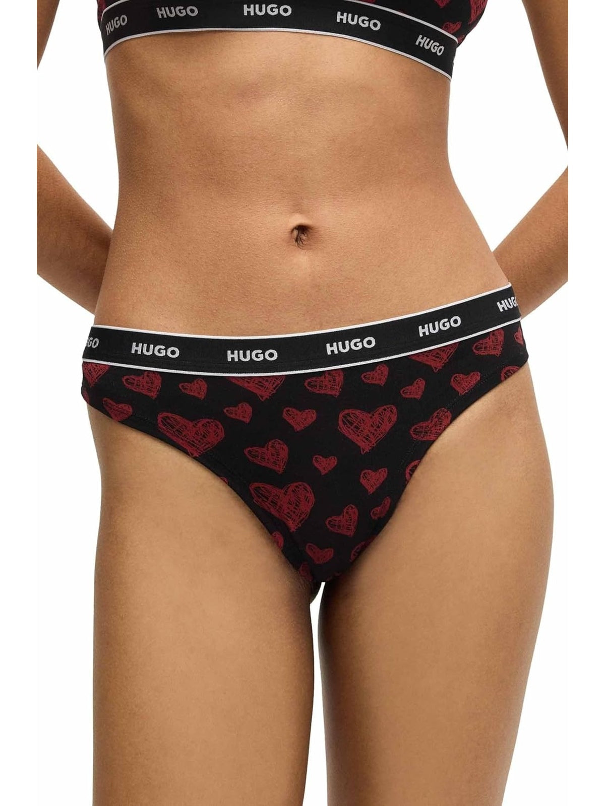 HUGO BOSS Set bucati chiloti Thong multicolor(rosu/negru/negru inimioare) femei