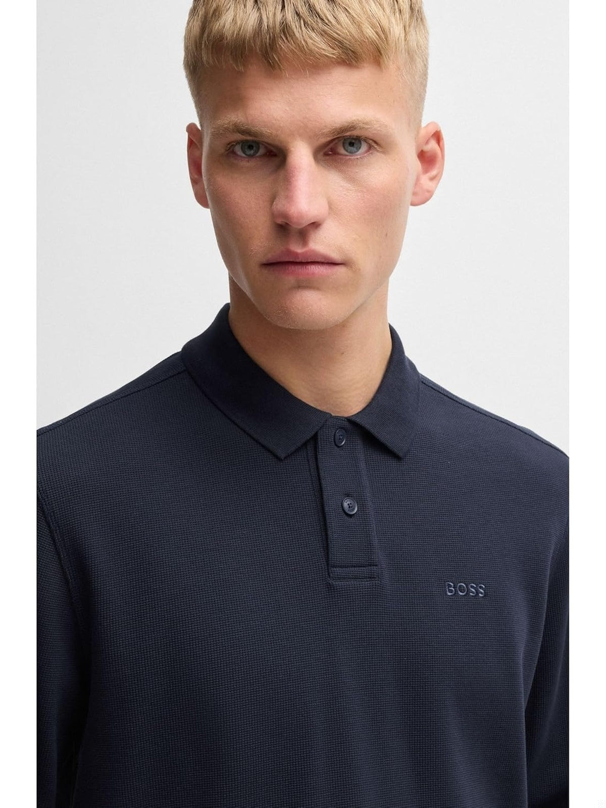 HUGO BOSS Bluza polo cu maneca lunga negru barbati