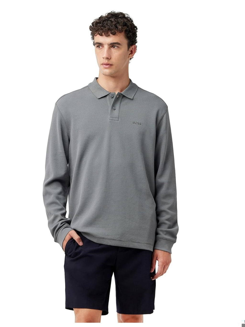 HUGO BOSS Bluza polo cu maneca lunga negru barbati