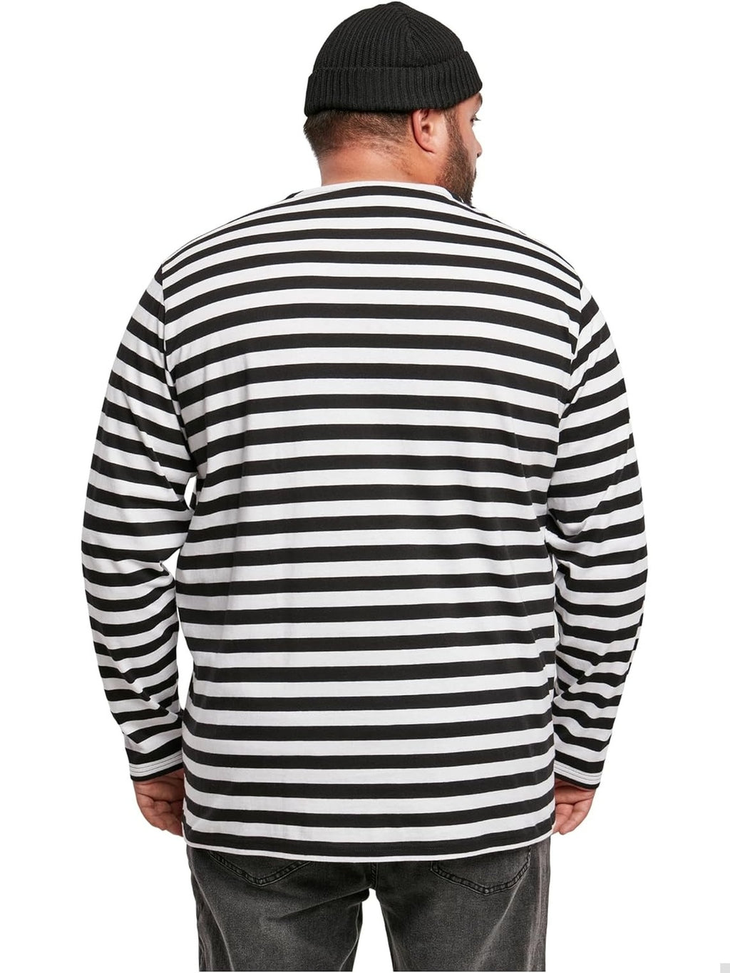 URBAN Classics - tricou regular cu maneci lungi in dungi alb/negru barbati