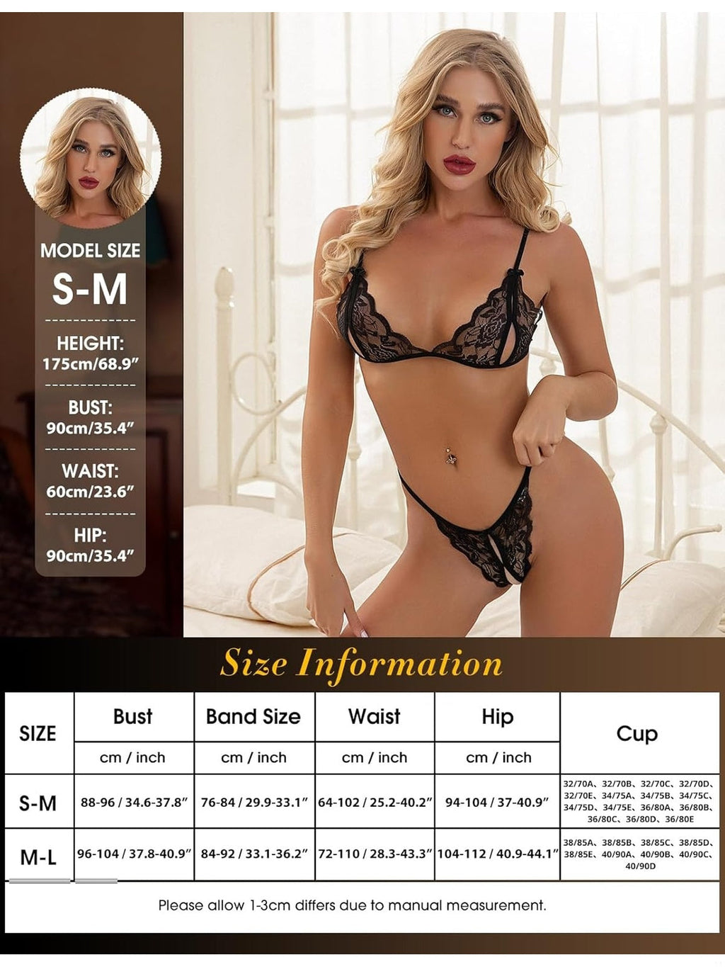 HEEKPEK Lenjerie intima sexy din dantela chilot tanga si sutien reglabil femei