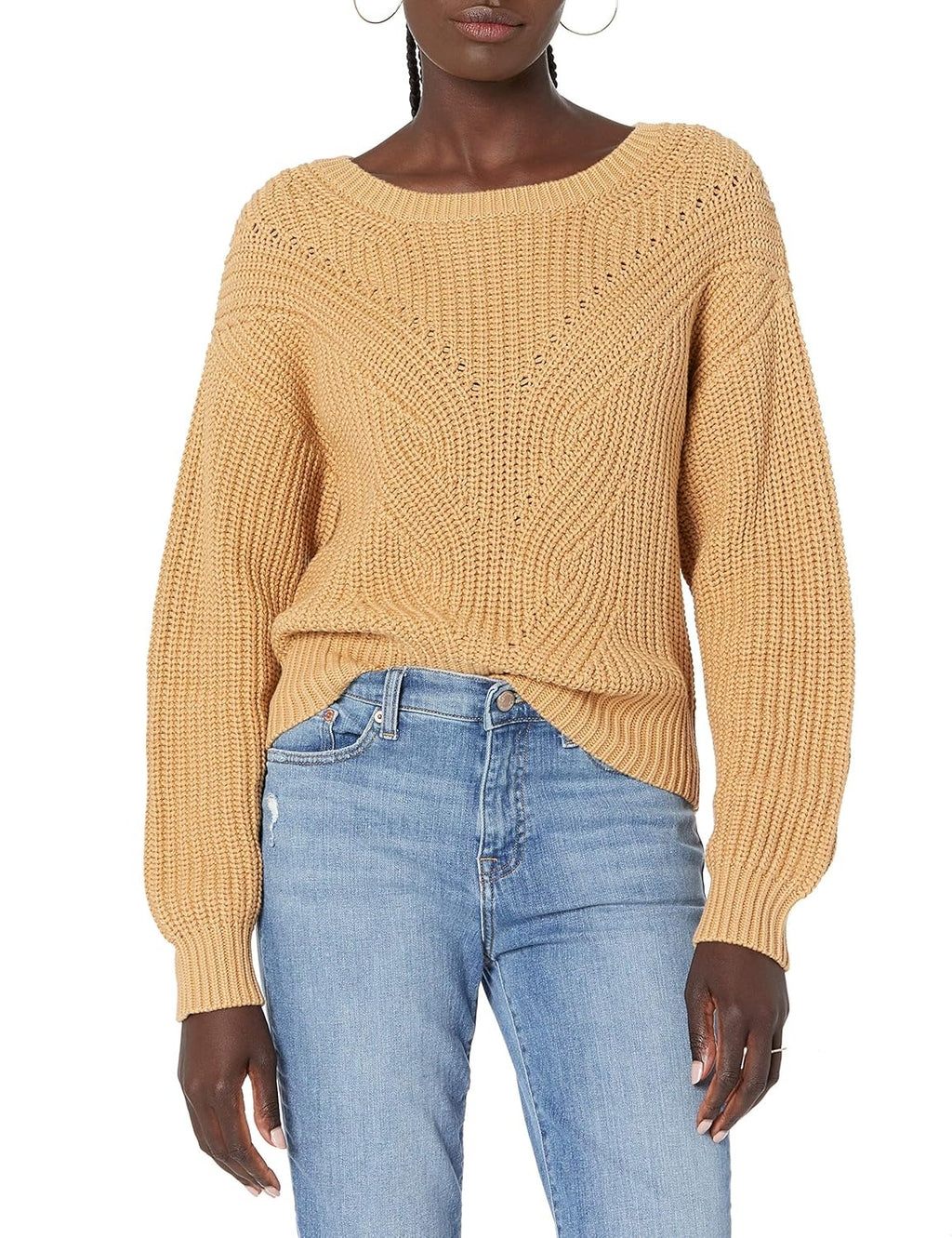THE DROP Pulover Selena Cable Front Cropped femei