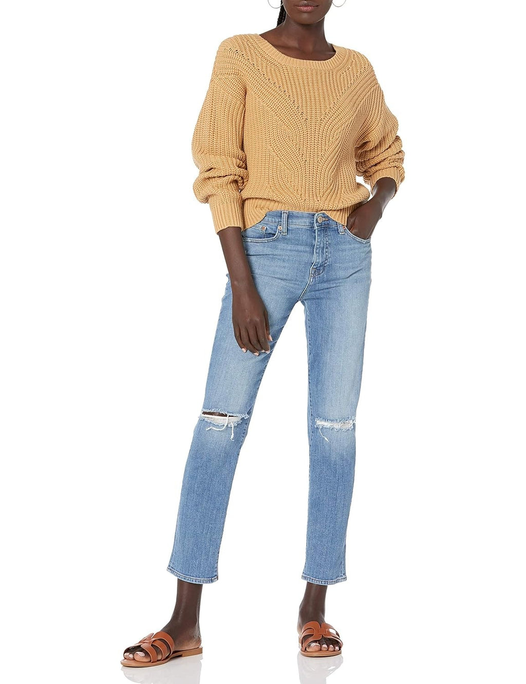 THE DROP Pulover Selena Cable Front Cropped femei