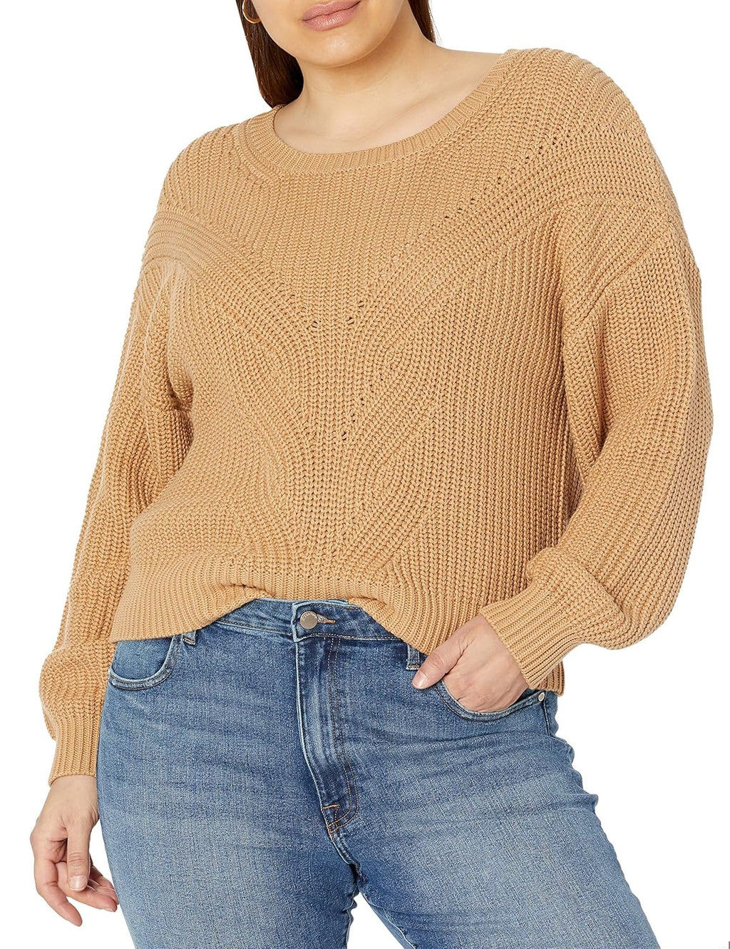 THE DROP Pulover Selena Cable Front Cropped femei