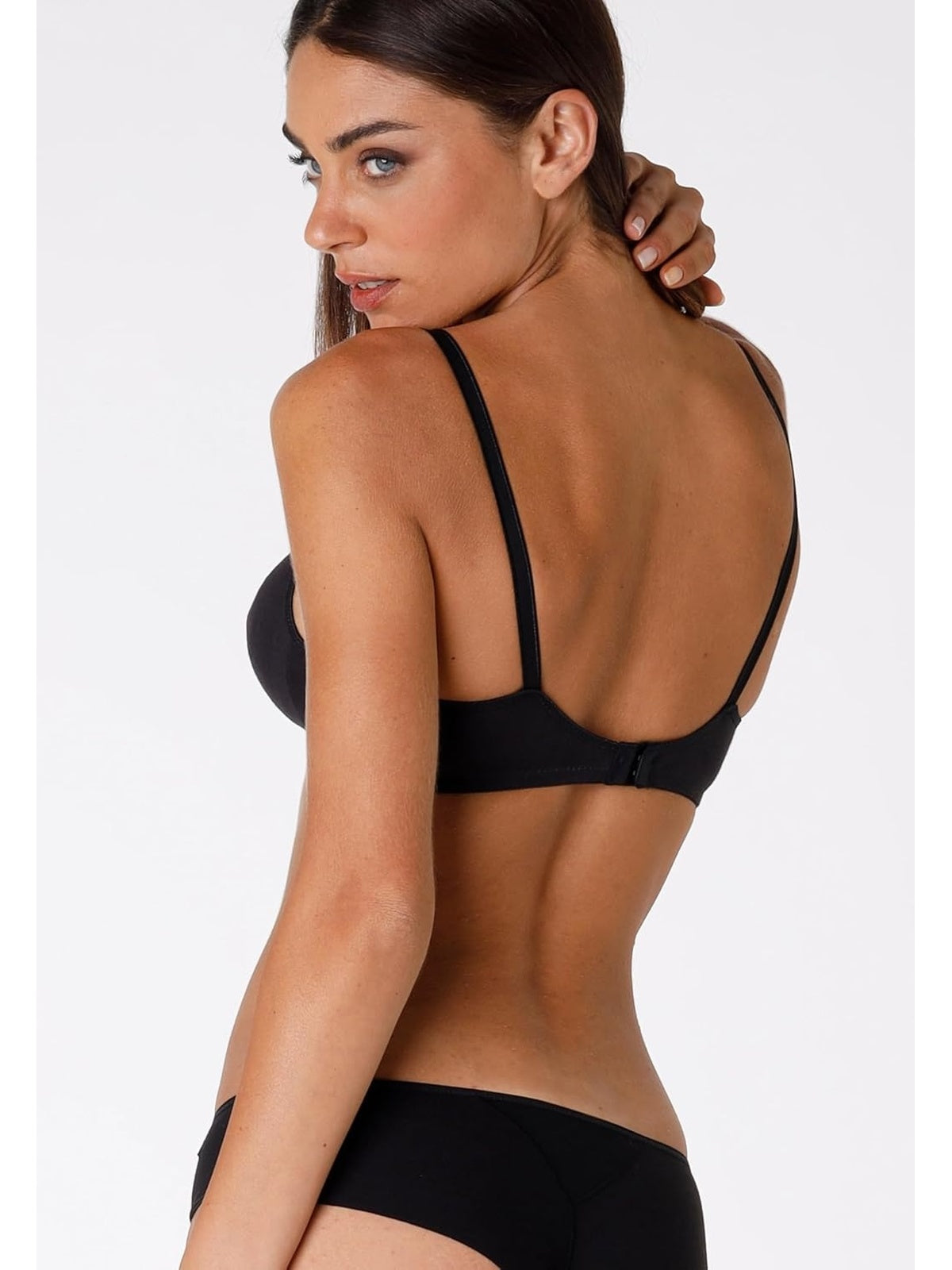 LOVABLE Sutien fara intaritura bumbac elastic cu deschidere in fata bumbac negru femei