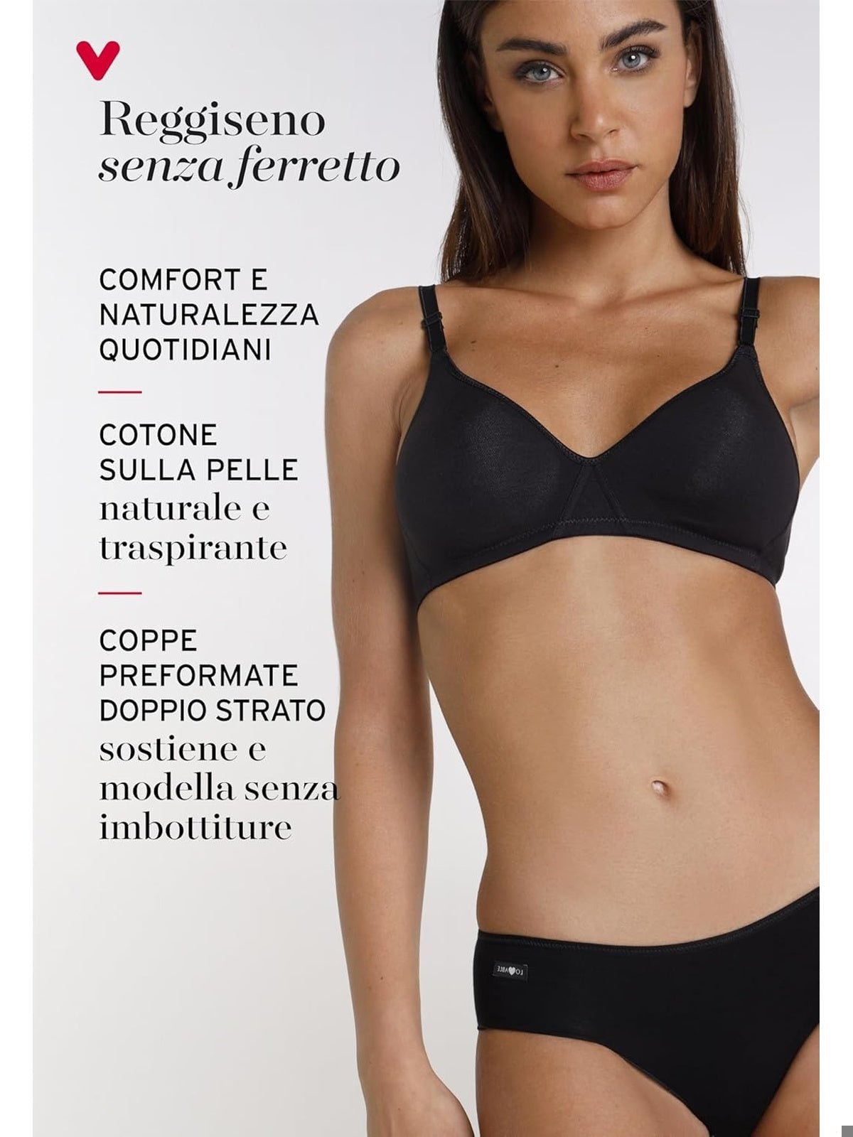 LOVABLE Sutien fara intaritura bumbac elastic cu deschidere in fata bumbac negru femei