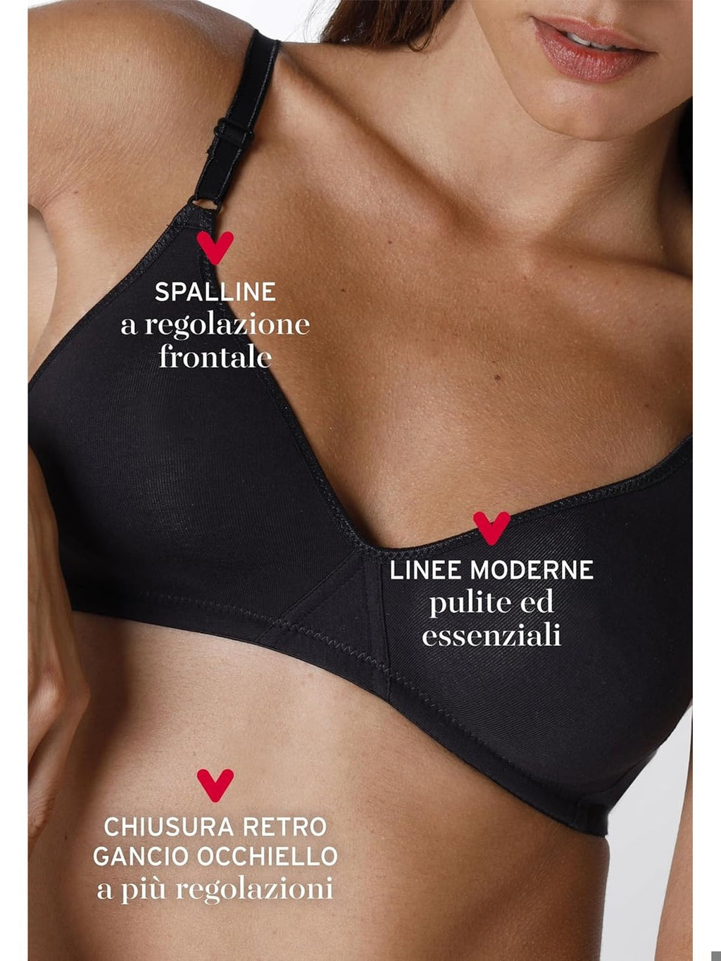 LOVABLE Sutien fara intaritura bumbac elastic cu deschidere in fata bumbac negru femei