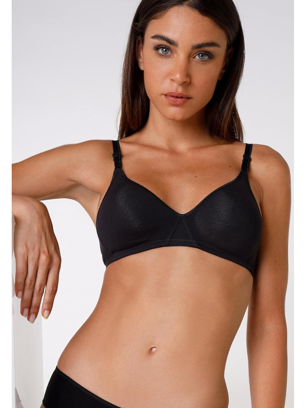 LOVABLE Sutien fara intaritura bumbac elastic cu deschidere in fata bumbac negru femei