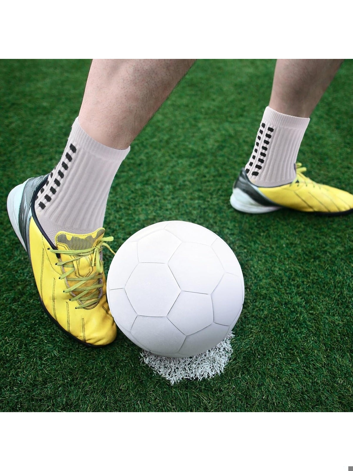 YUFREE Perechi sosete de fotbal antiderapante pentru sport alb/negru