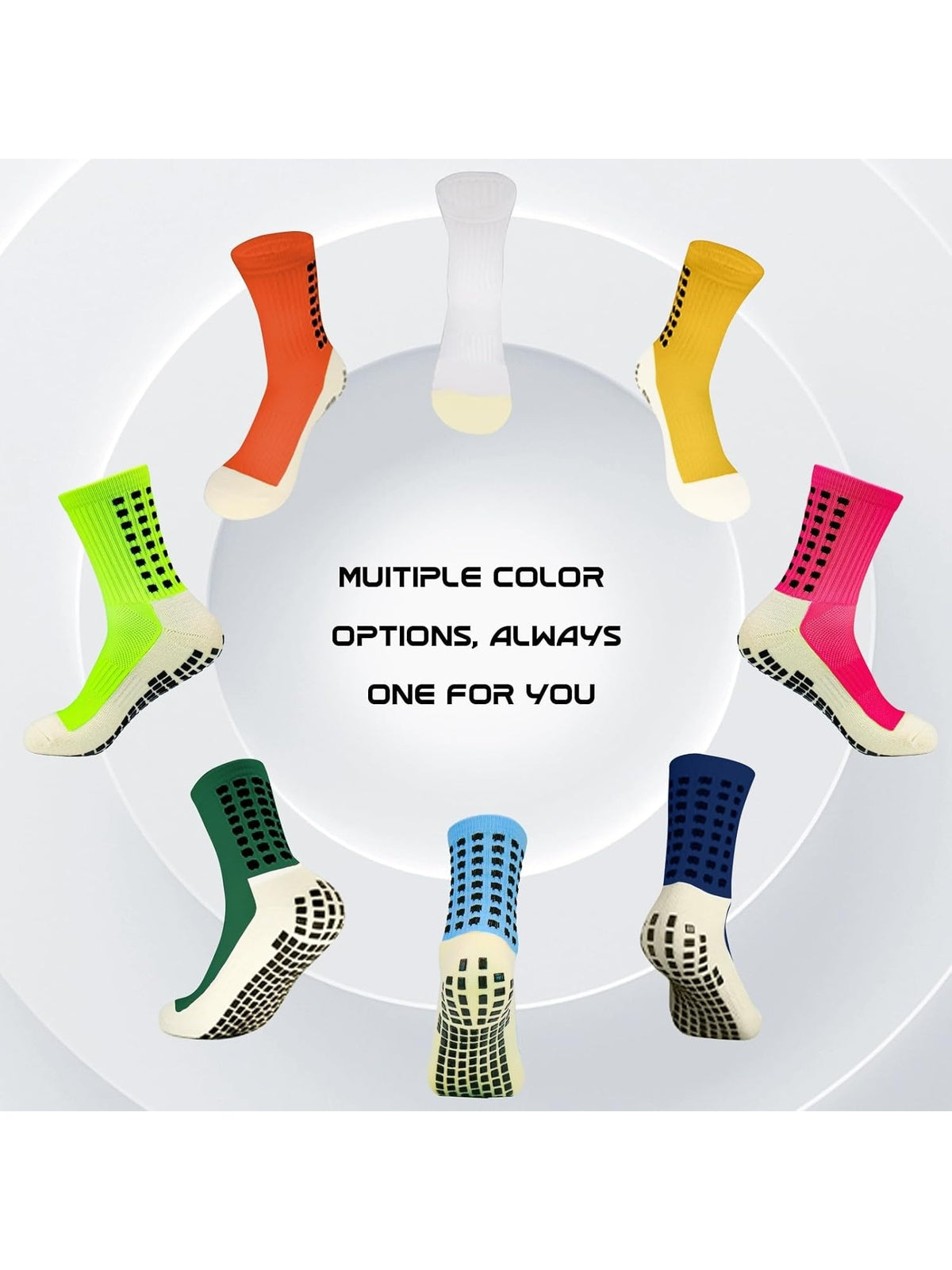 YUFREE Perechi sosete de fotbal antiderapante pentru sport alb/negru