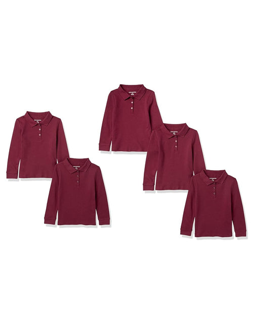 AMAZON ESSENTIALS Tricou polo Interlock maneca lunga set 5 buc fete