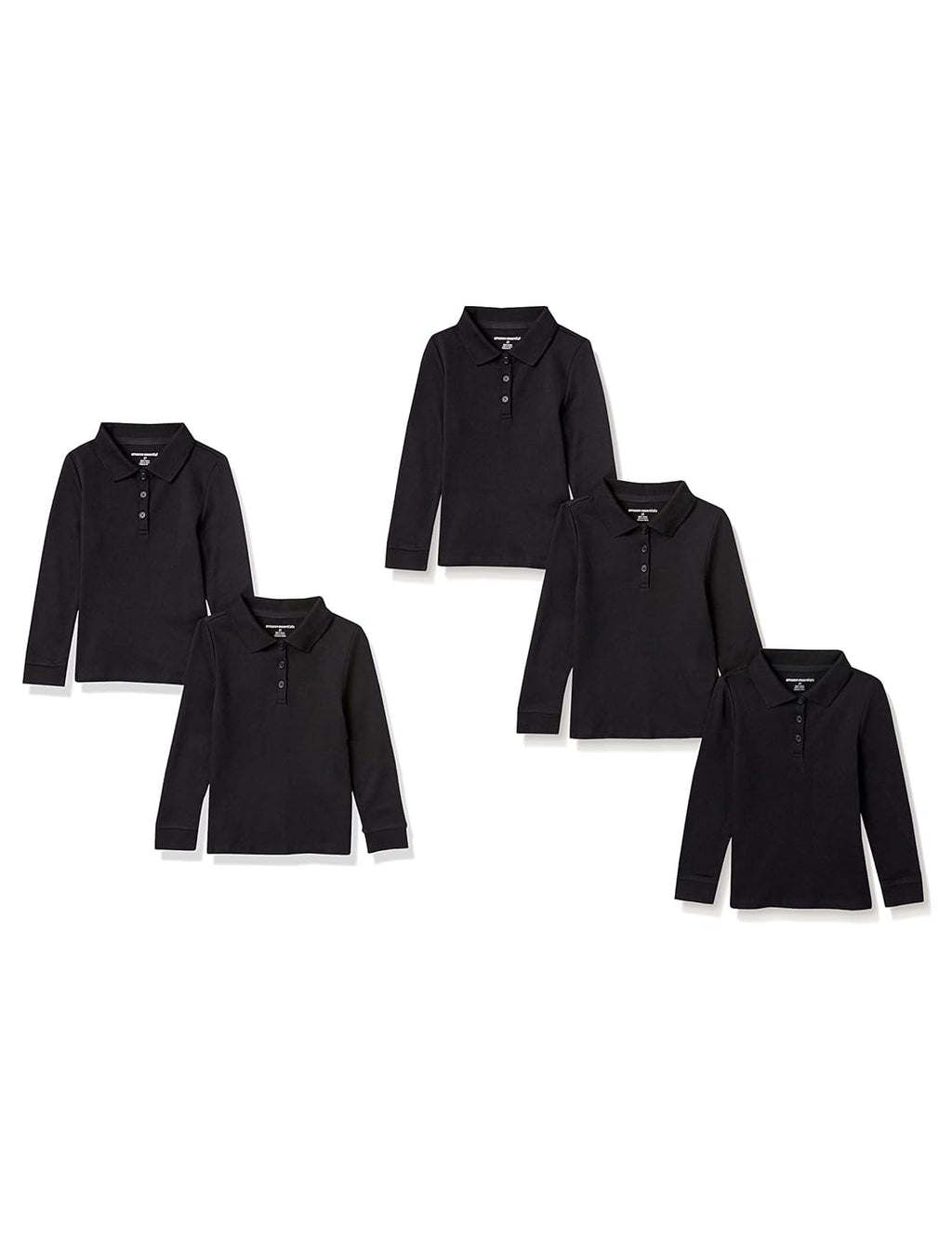 AMAZON ESSENTIALS Tricou polo Interlock maneca lunga set 5 buc fete