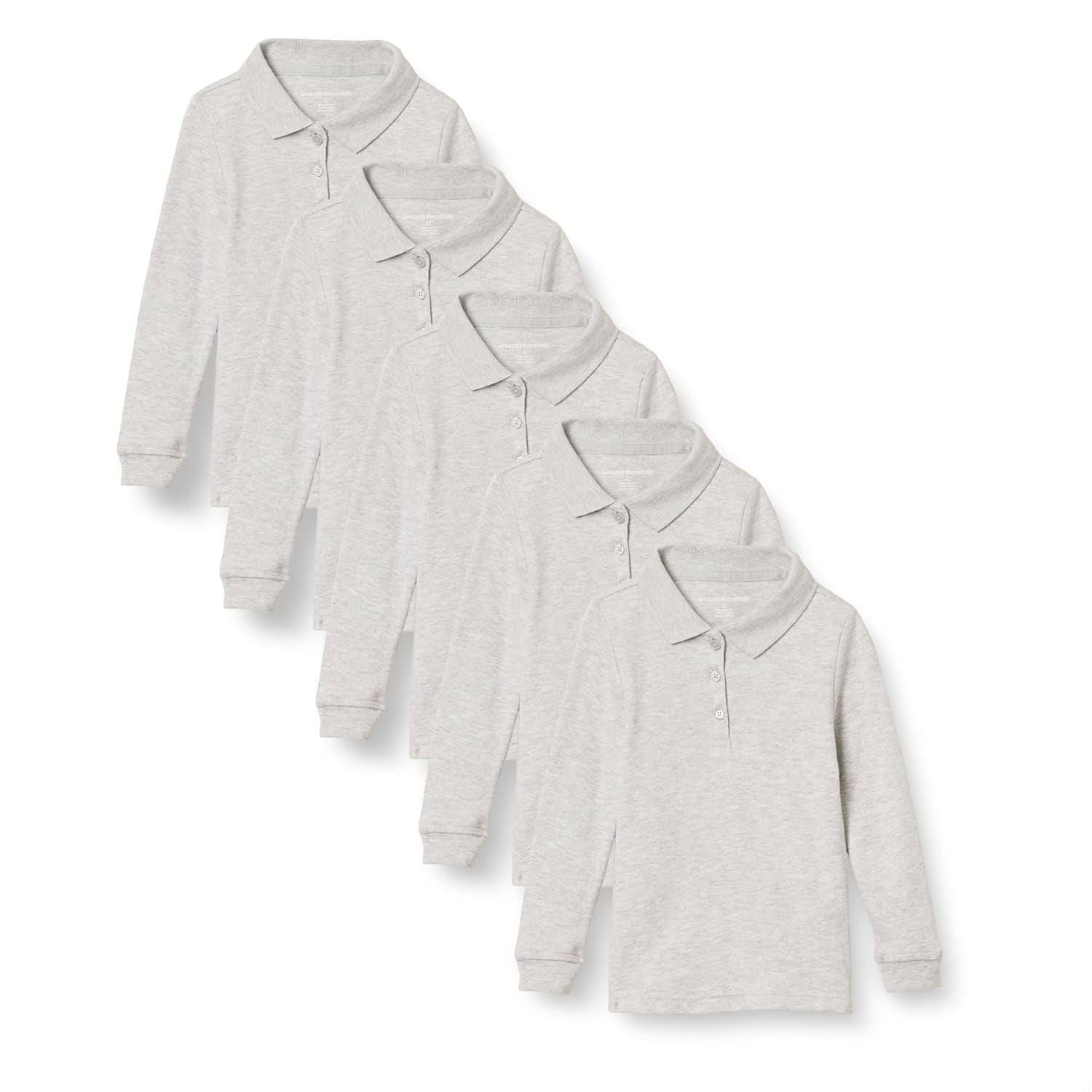 AMAZON ESSENTIALS Tricou polo Interlock maneca lunga set 5 buc fete