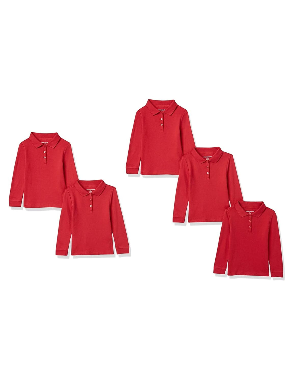 AMAZON ESSENTIALS Tricou polo Interlock maneca lunga set 5 buc fete