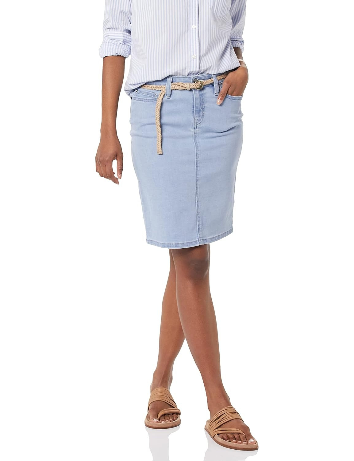 AMAZON ESSENTIALS Fusta Jeans clasica cu 5 buzunare femei