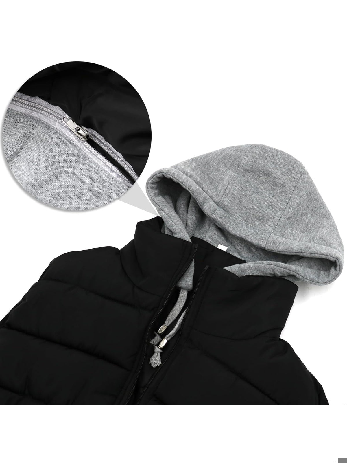 OMMDA Vesta casual cu gluga cu fermoar negru barbati