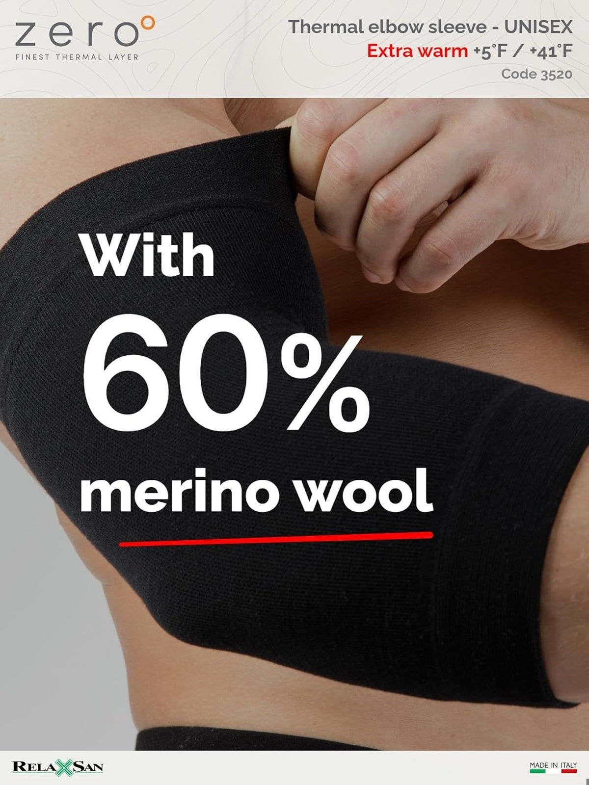 RELAXSAN Zero - Fasa protectiva pentru cot din lana merinos unisex