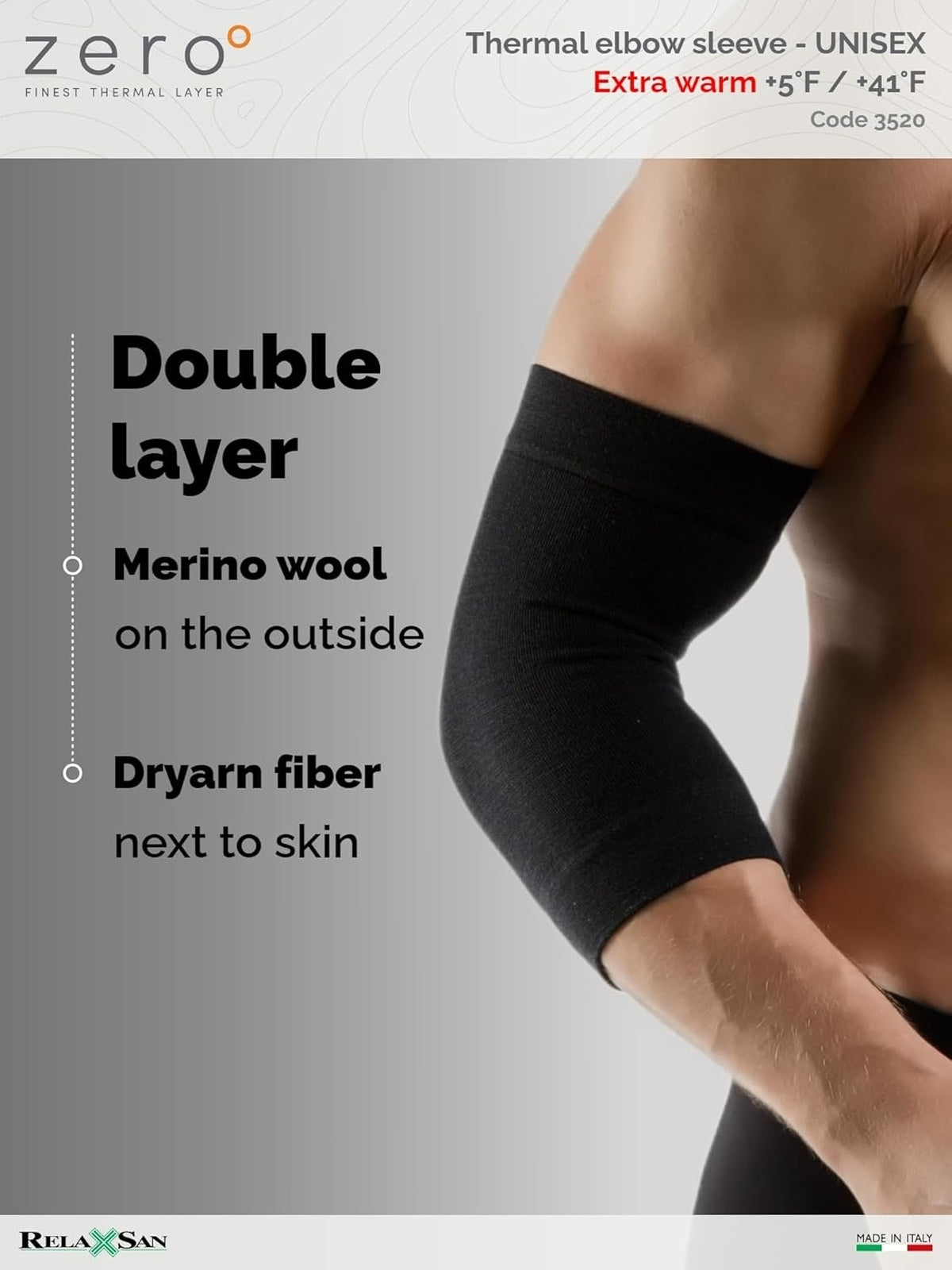 RELAXSAN Zero - Fasa protectiva pentru cot din lana merinos unisex