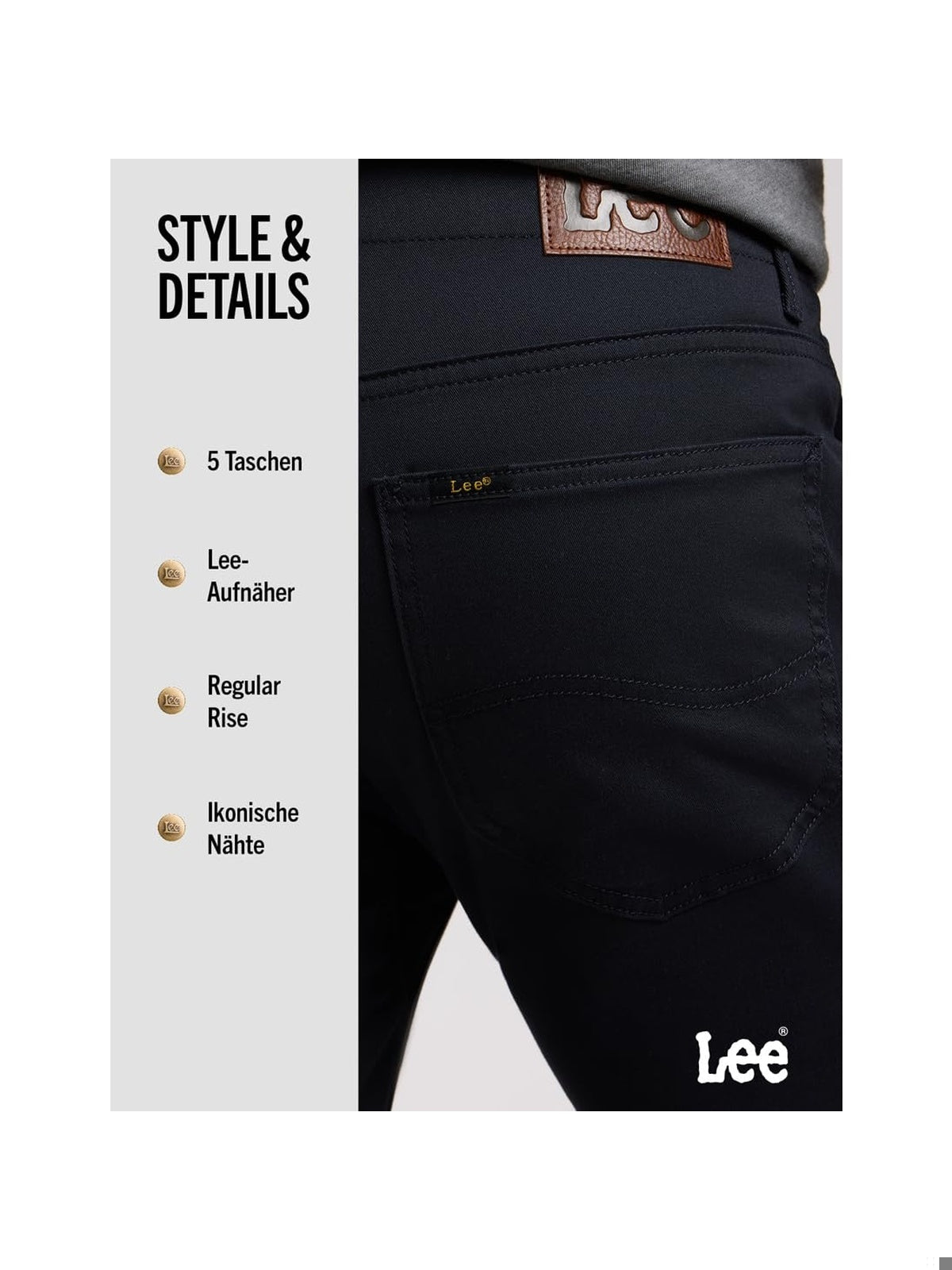 LEE Herren Pantaloni Slim Fit negru-albastru barbati