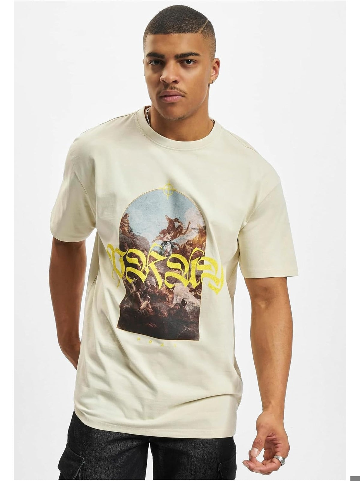 MISTER TEE Tricou imprimeu PRAY Oversize bej barbati