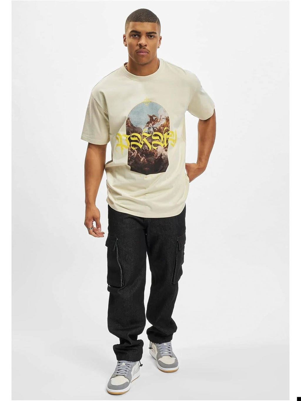 MISTER TEE Tricou imprimeu PRAY Oversize bej barbati