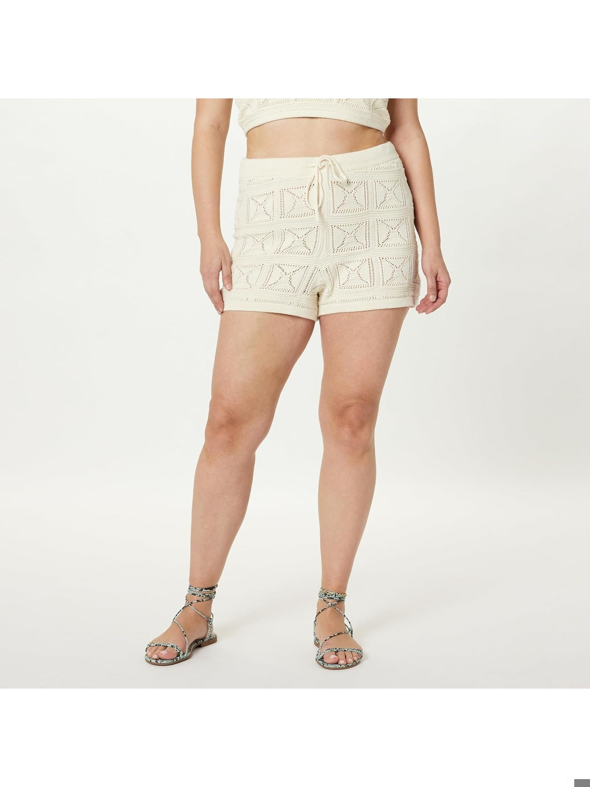 THE DROP Pantaloni scurti Lee Drawstring crochet femei