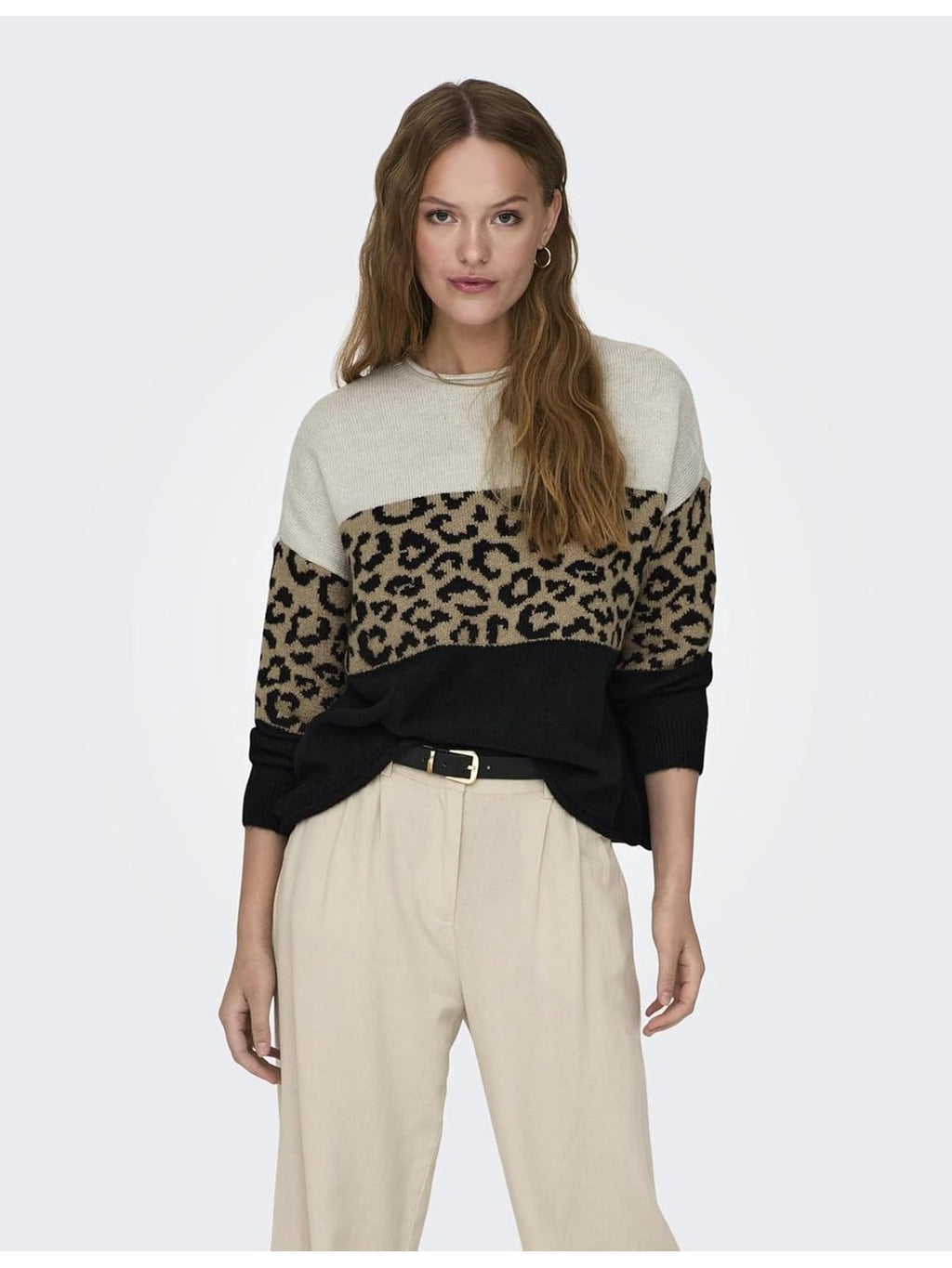 ONLY Pulover multicolor animal print/bej/negru femei