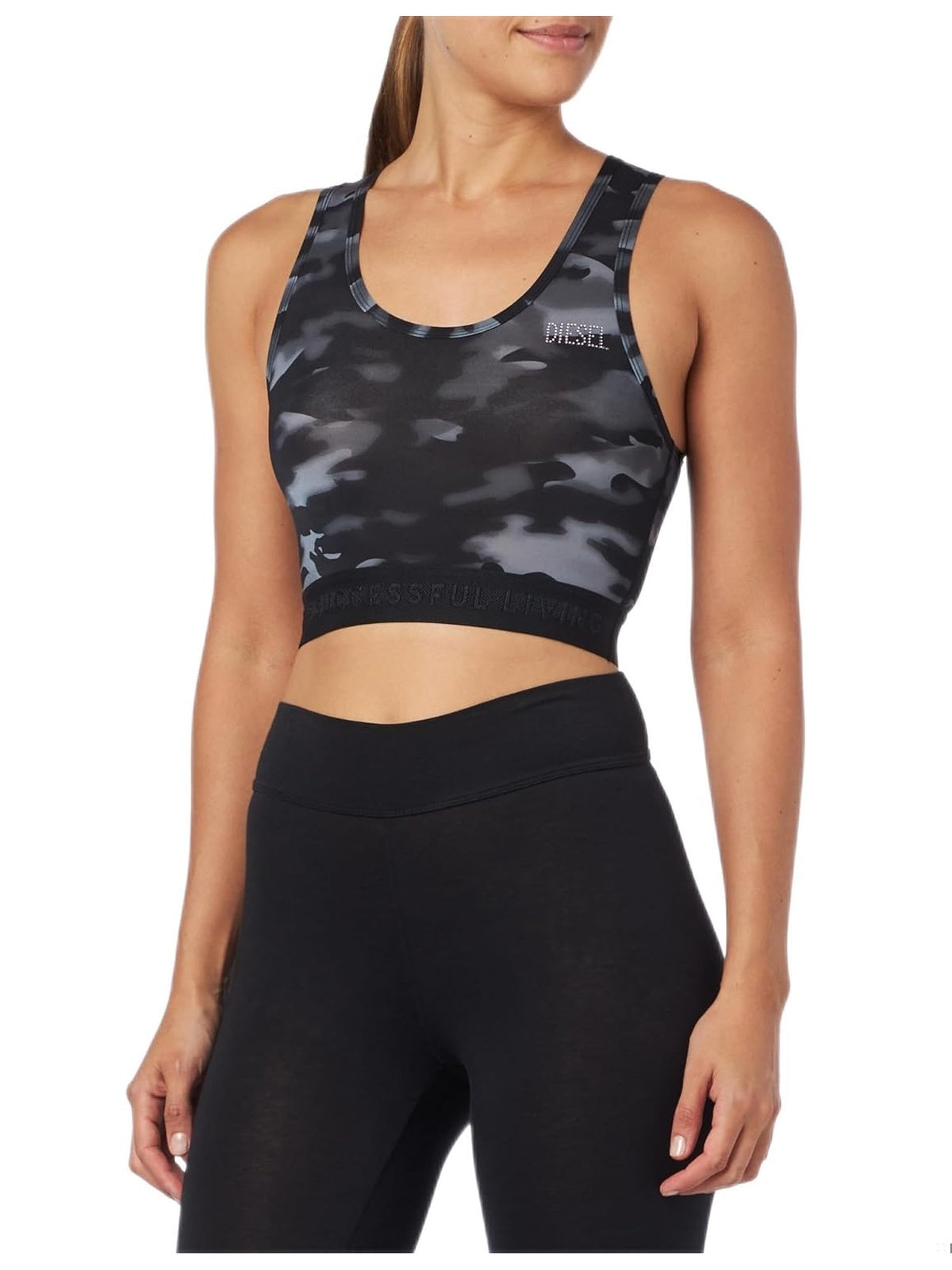 DIESEL Bustiera bej-alb imprimeu tip army femei