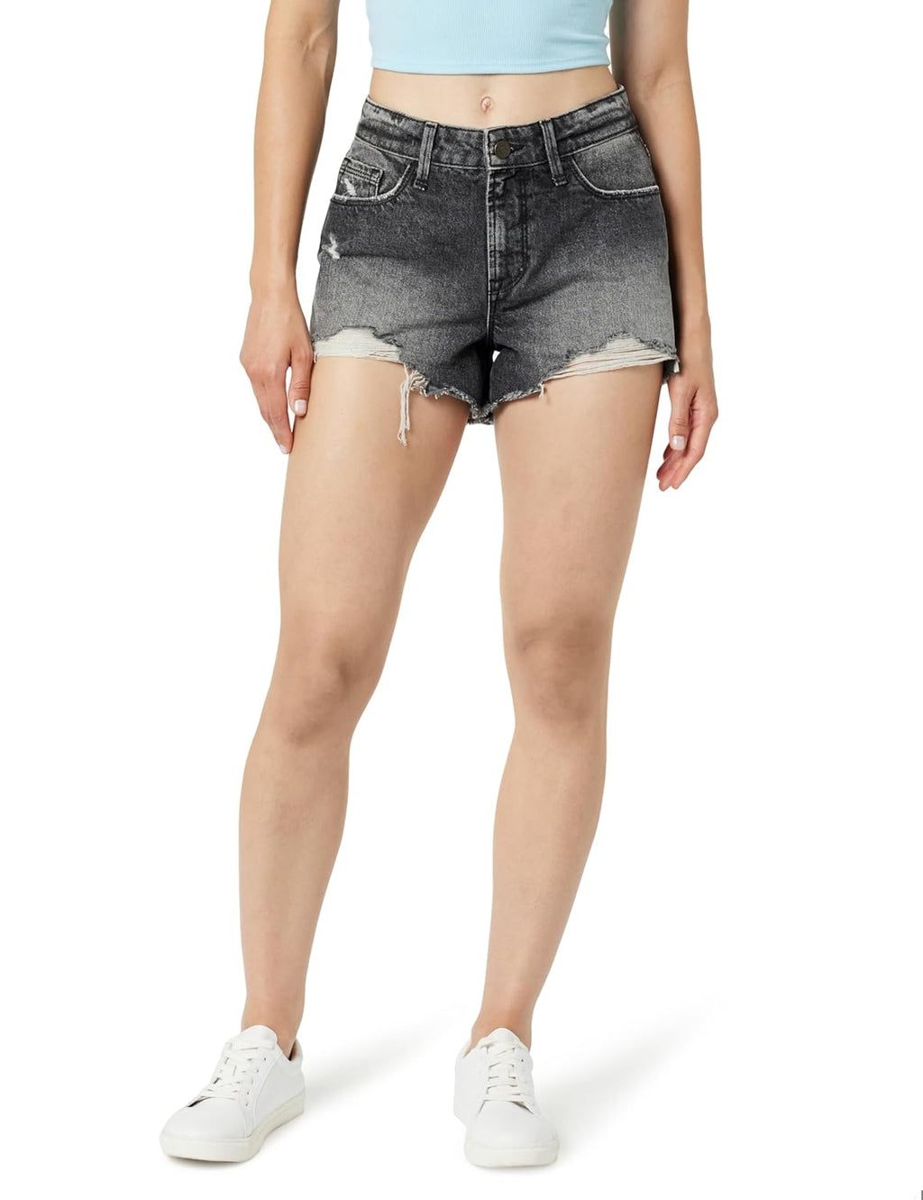 THE DROP Pantaloni scurti Jeans Arin Used-Look femei