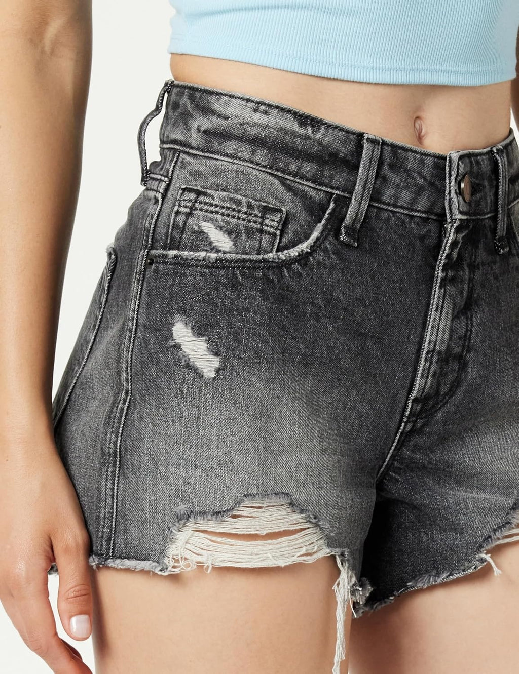THE DROP Pantaloni scurti Jeans Arin Used-Look femei