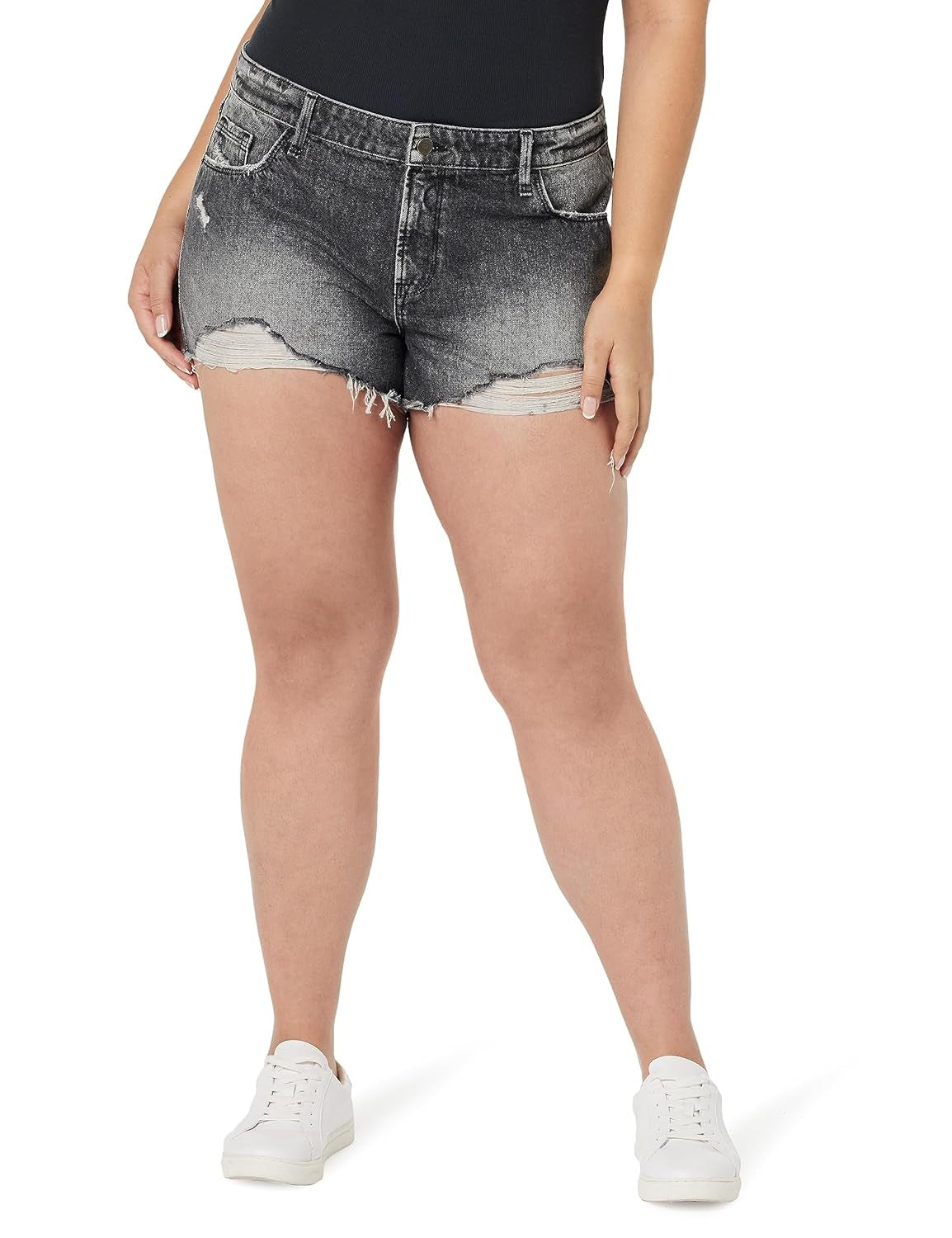 THE DROP Pantaloni scurti Jeans Arin Used-Look femei