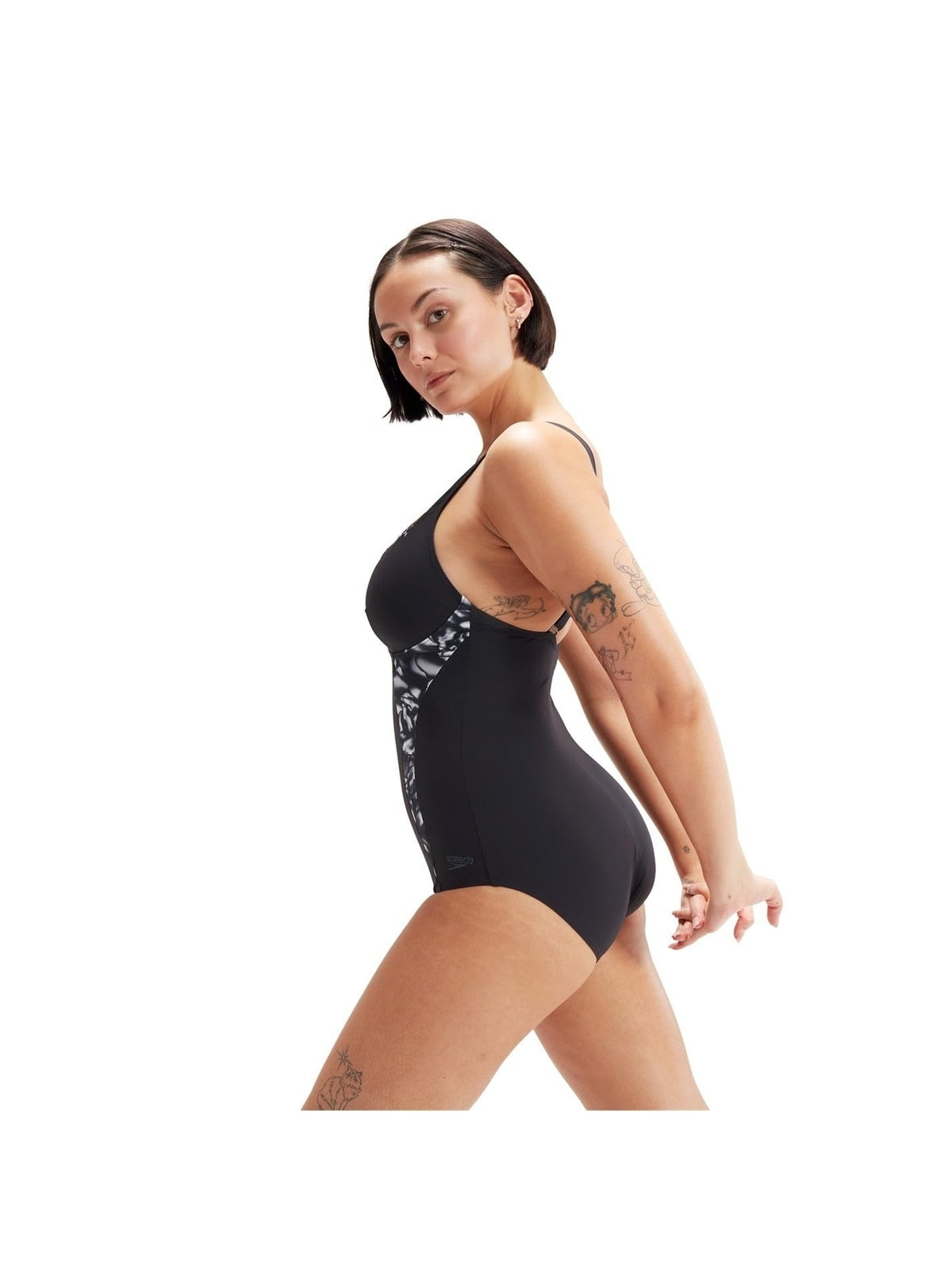 SPEEDO Costum de baie negru imprimat femei