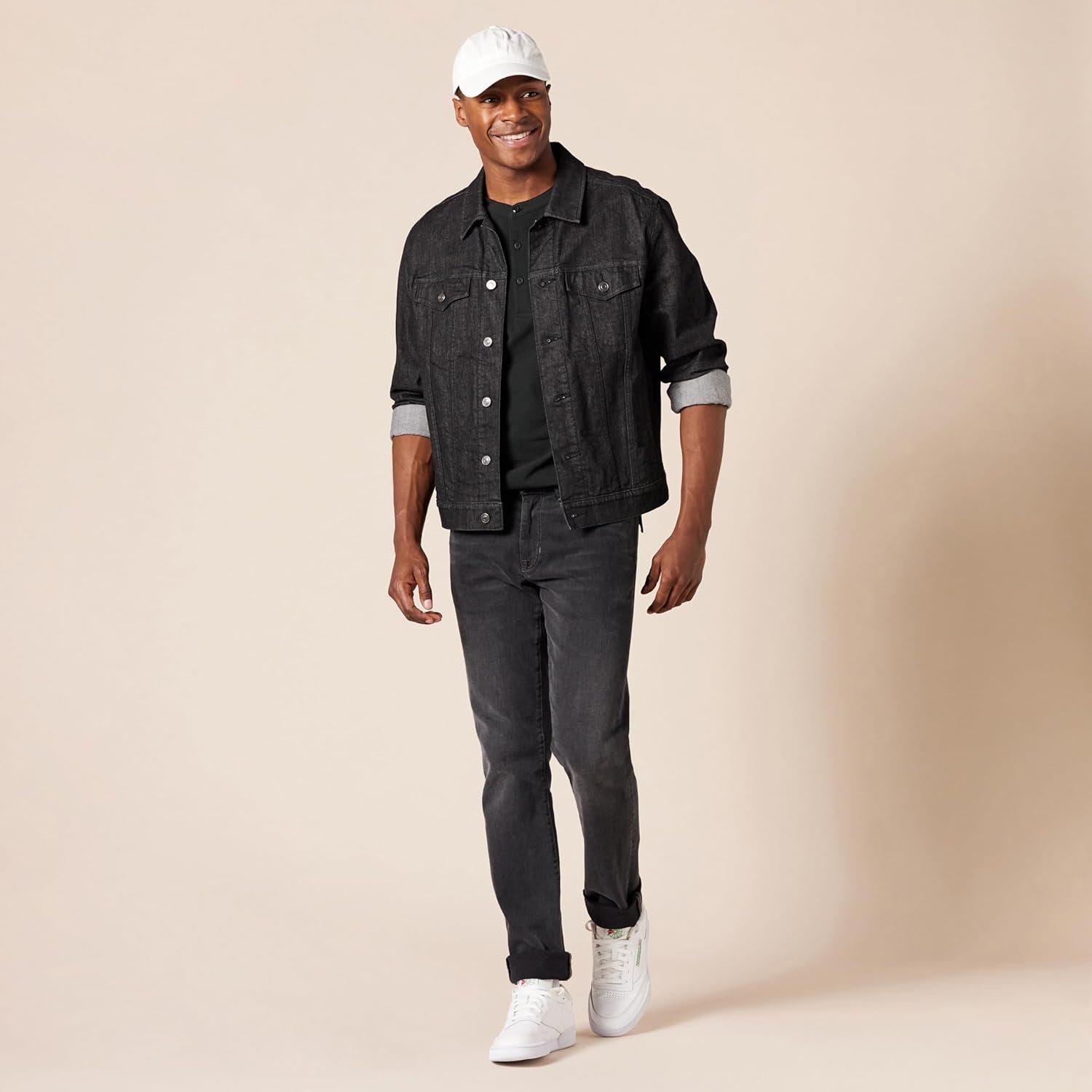 AMAZON ESSENTIALS Tricou Henley Pique maneca scurta barbati