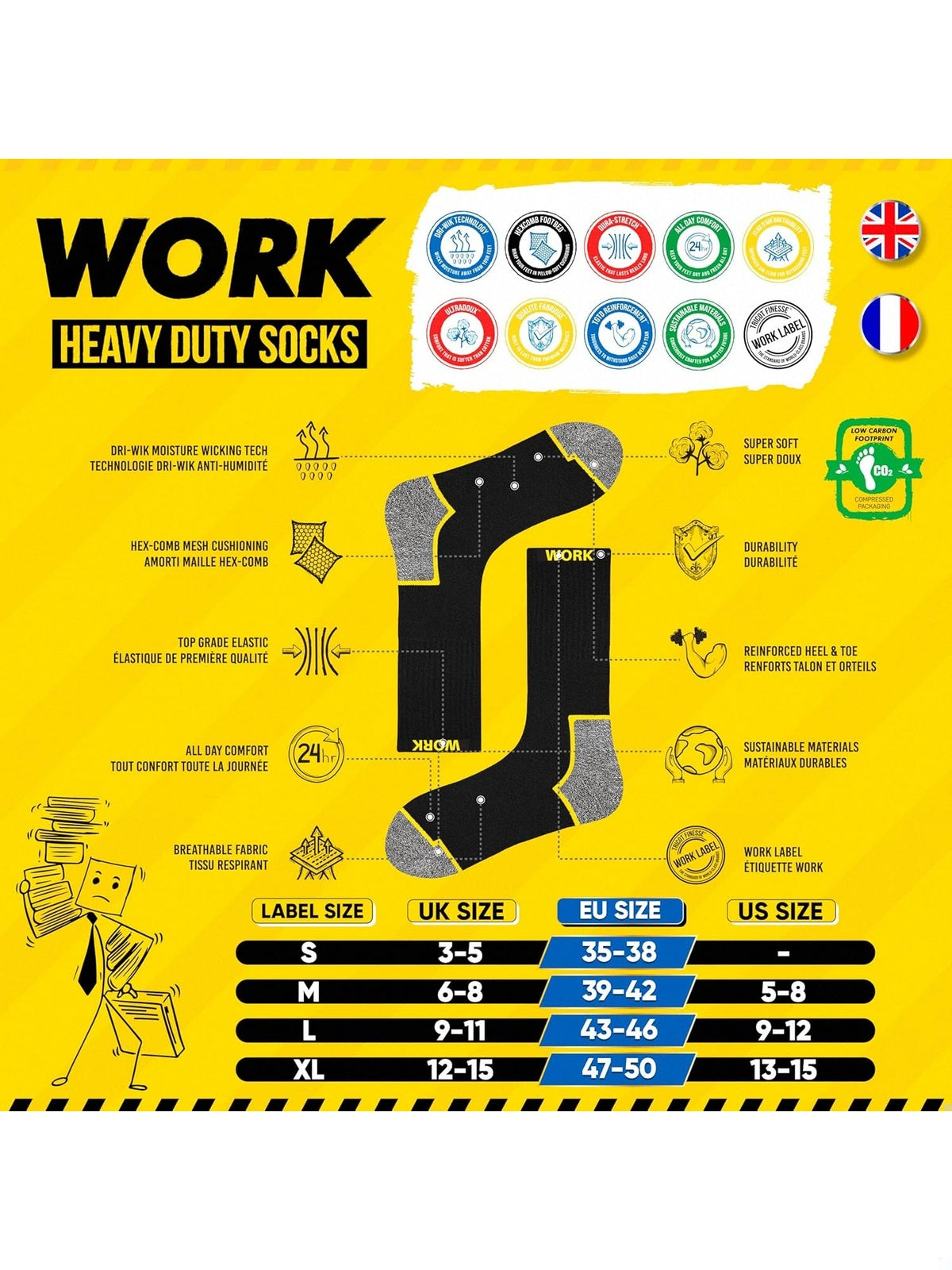 SOXCO Sosete de lucru negre set 6/Set 10 perechi negru barbati