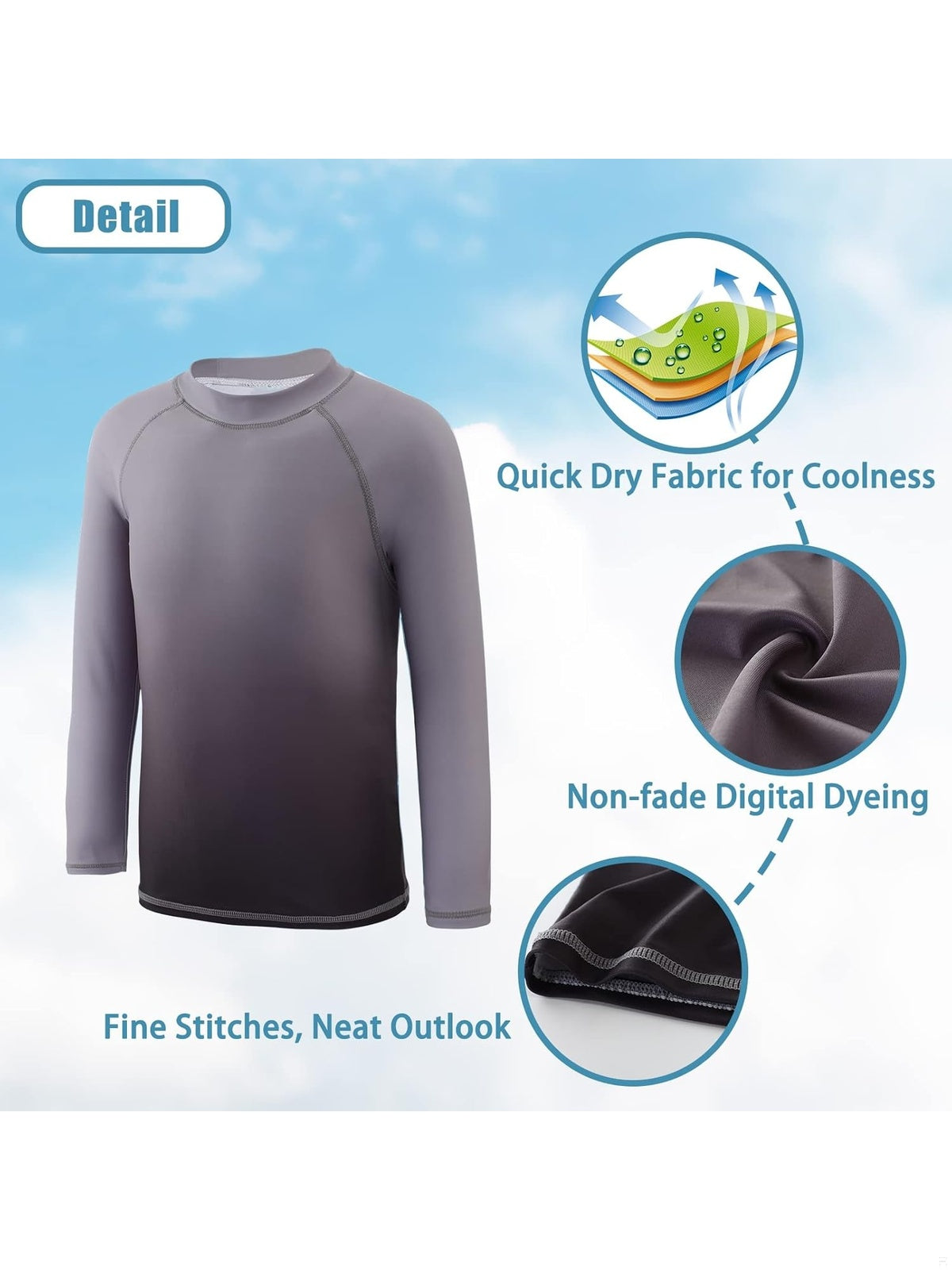 TRICOU De inot baieti cu maneca lunga gri