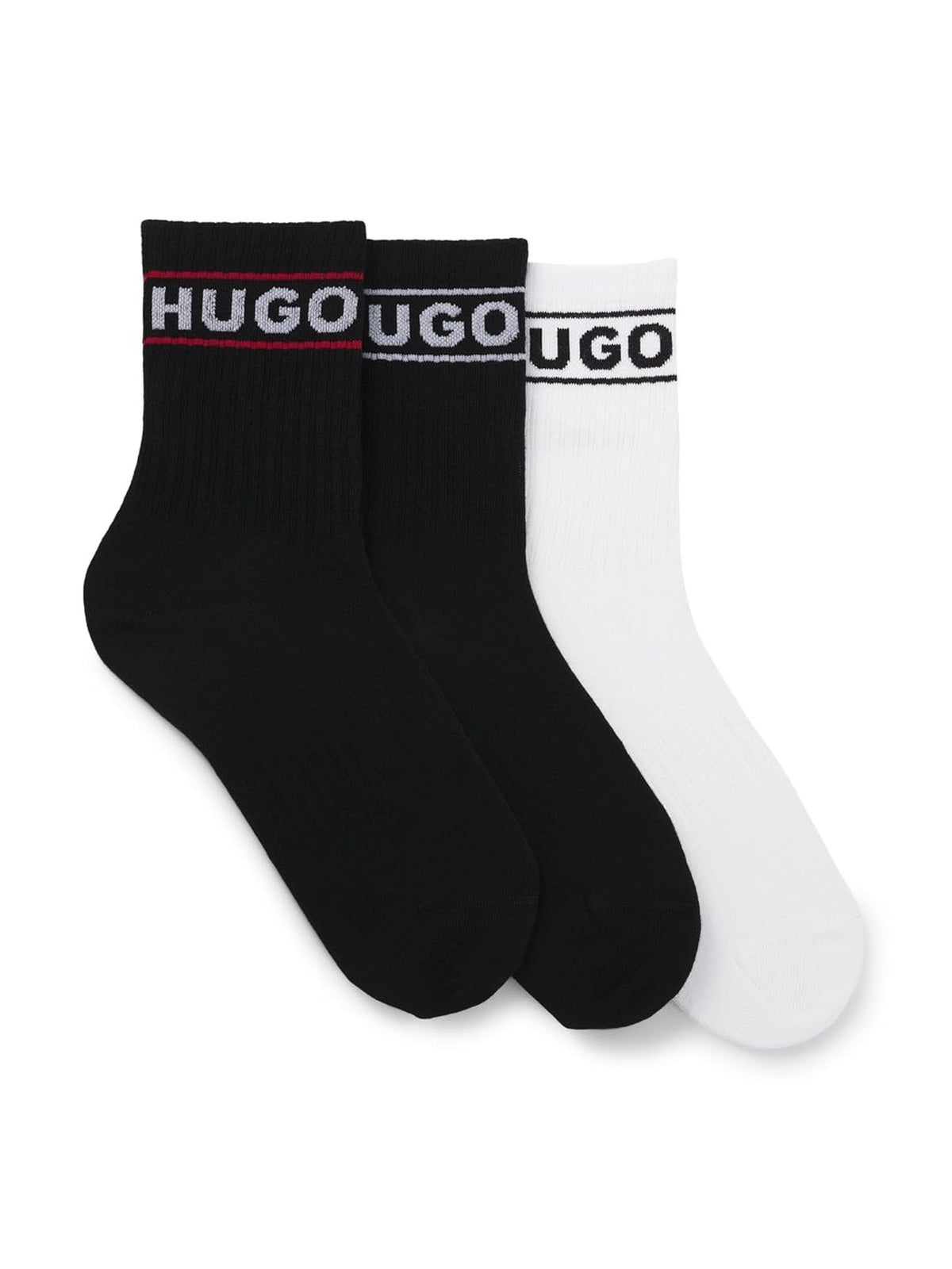 HUGO Sosete HUGO sosete set 3 perechi sporty negru detalii rosu femei