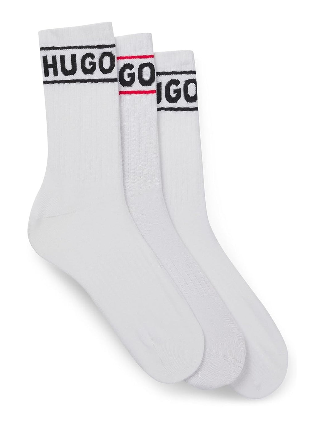 HUGO Sosete HUGO sosete set 3 perechi sporty negru detalii rosu femei